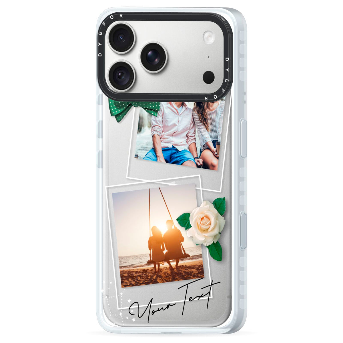 Astrology Photo Montage Upload with Text iPhone 18 Pro Max Black Impact Pre order Case Side Angle on Silver phone