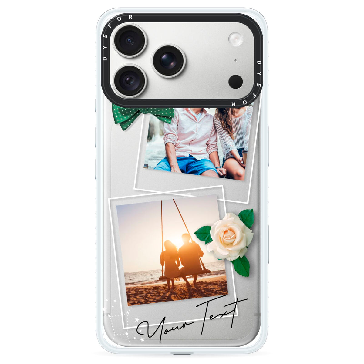 Astrology Photo Montage Upload with Text iPhone 18 Pro Max Black Impact Pre order Case on Silver phone