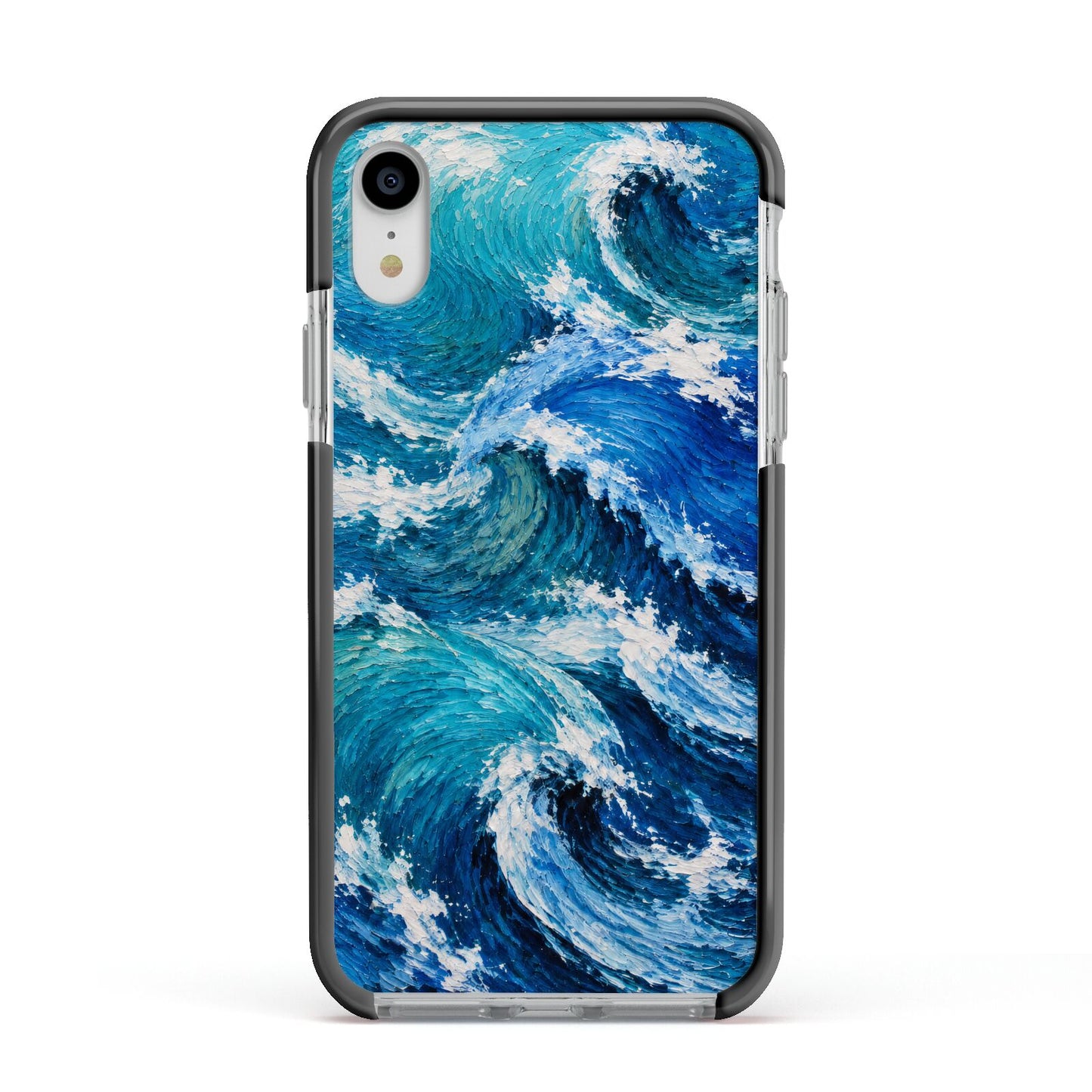 Atlantic Rush Apple iPhone XR Impact Case Black Edge on Silver Phone