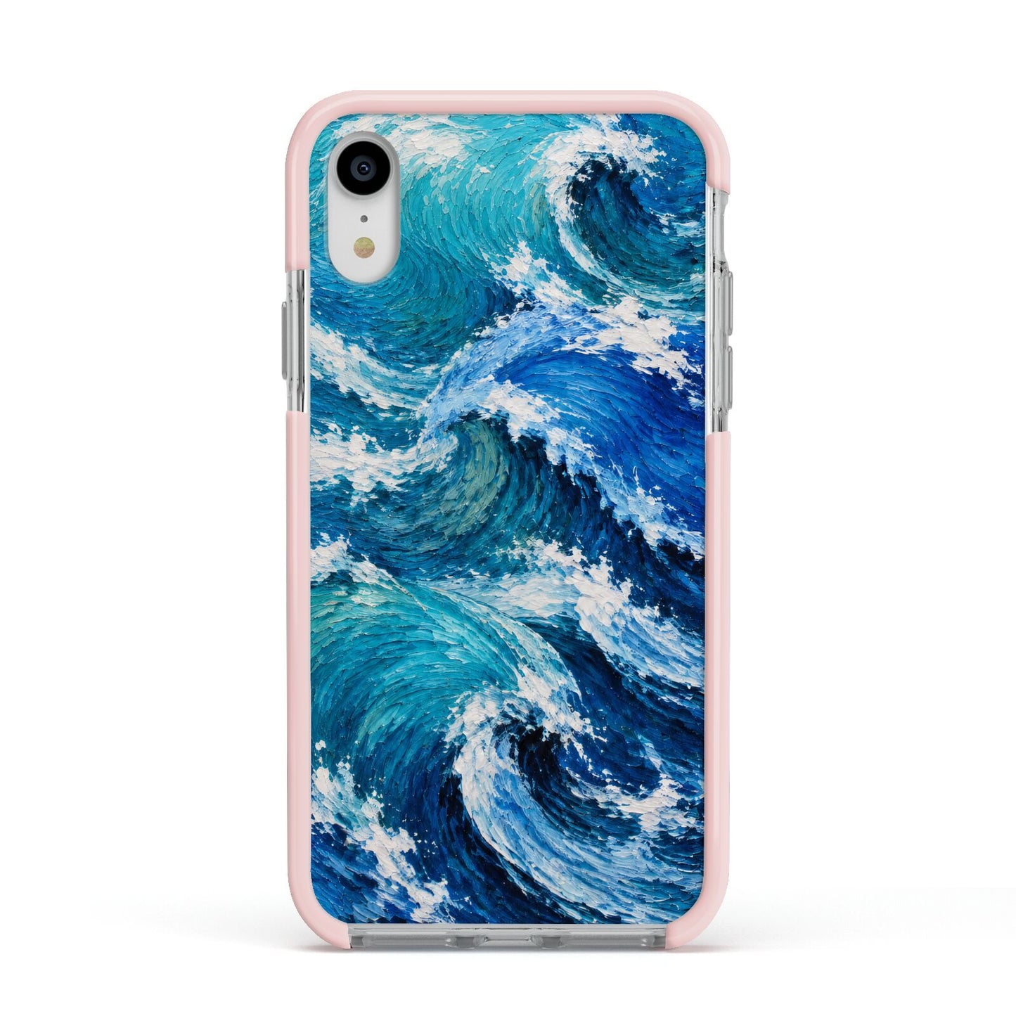 Atlantic Rush Apple iPhone XR Impact Case Pink Edge on Silver Phone