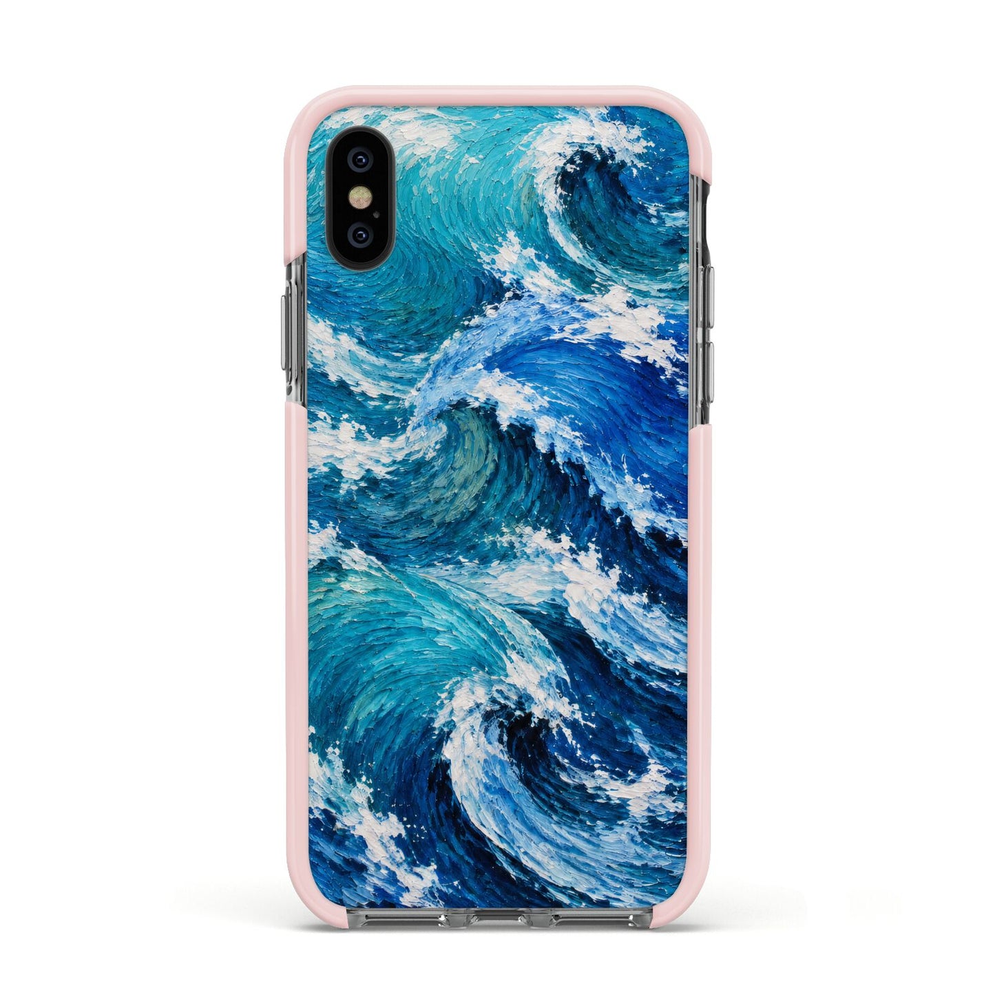 Atlantic Rush Apple iPhone Xs Impact Case Pink Edge on Black Phone