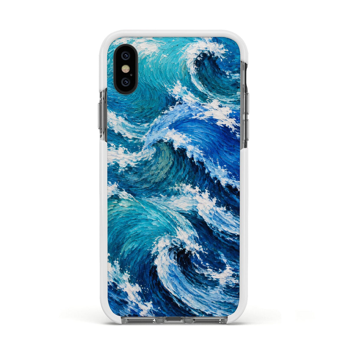 Atlantic Rush Apple iPhone Xs Impact Case White Edge on Black Phone