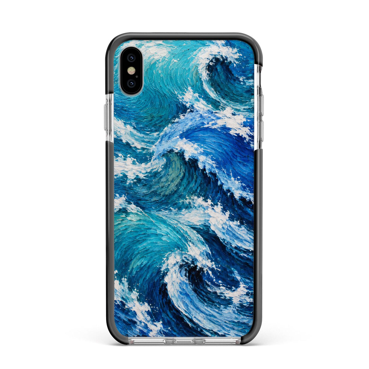 Atlantic Rush Apple iPhone Xs Max Impact Case Black Edge on Silver Phone