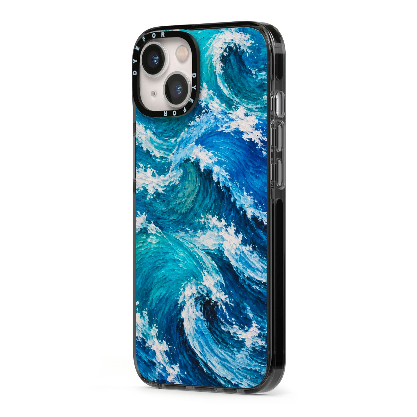 Atlantic Rush iPhone 13 Black Impact Case Side Angle on Silver phone