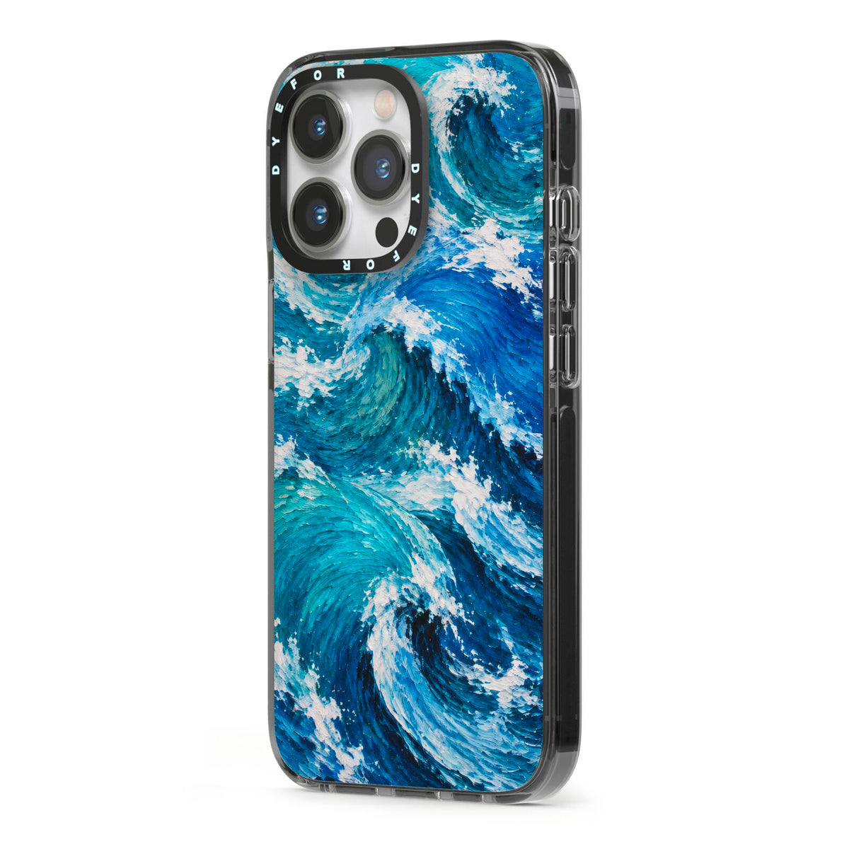 Atlantic Rush iPhone 13 Pro Black Impact Case Side Angle on Silver phone