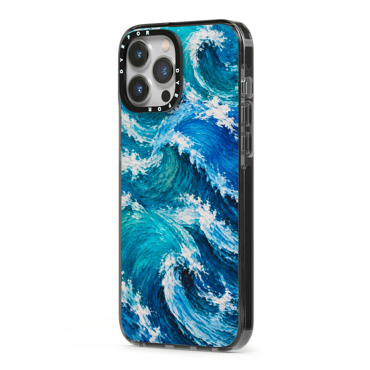 Atlantic Rush iPhone 13 Pro Max Black Impact Case Side Angle on Silver phone