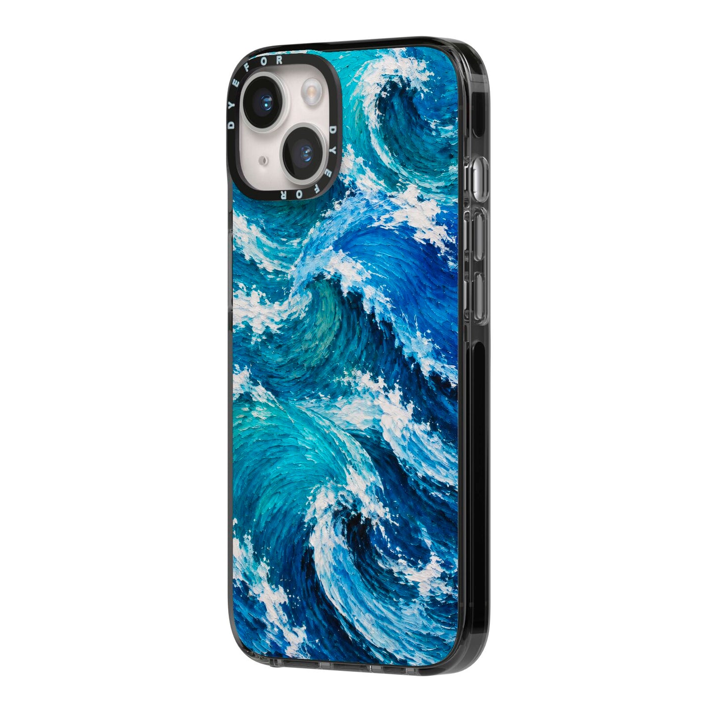Atlantic Rush iPhone 14 Black Impact Case Side Angle on Silver phone