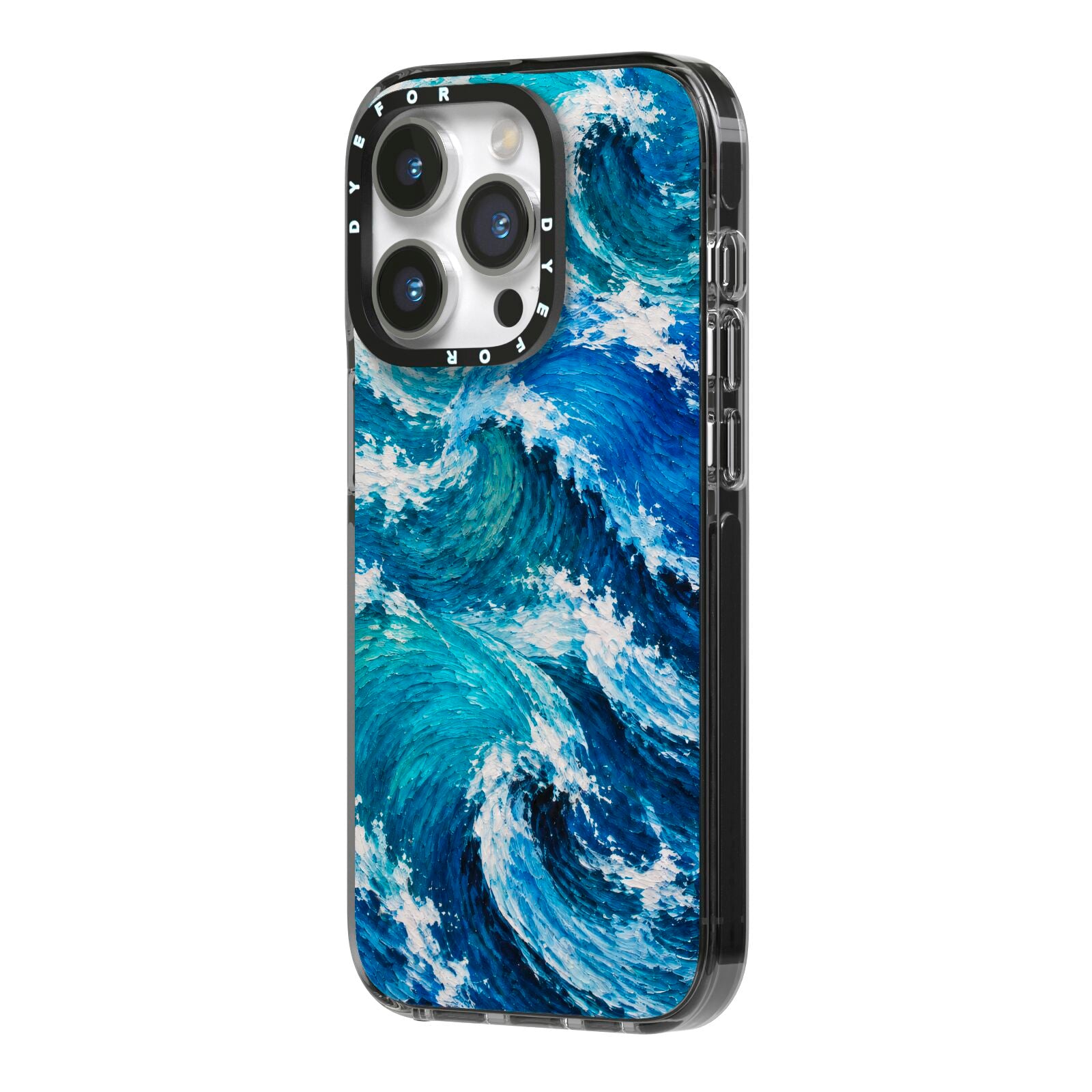Atlantic Rush iPhone 14 Pro Black Impact Case Side Angle on Silver phone