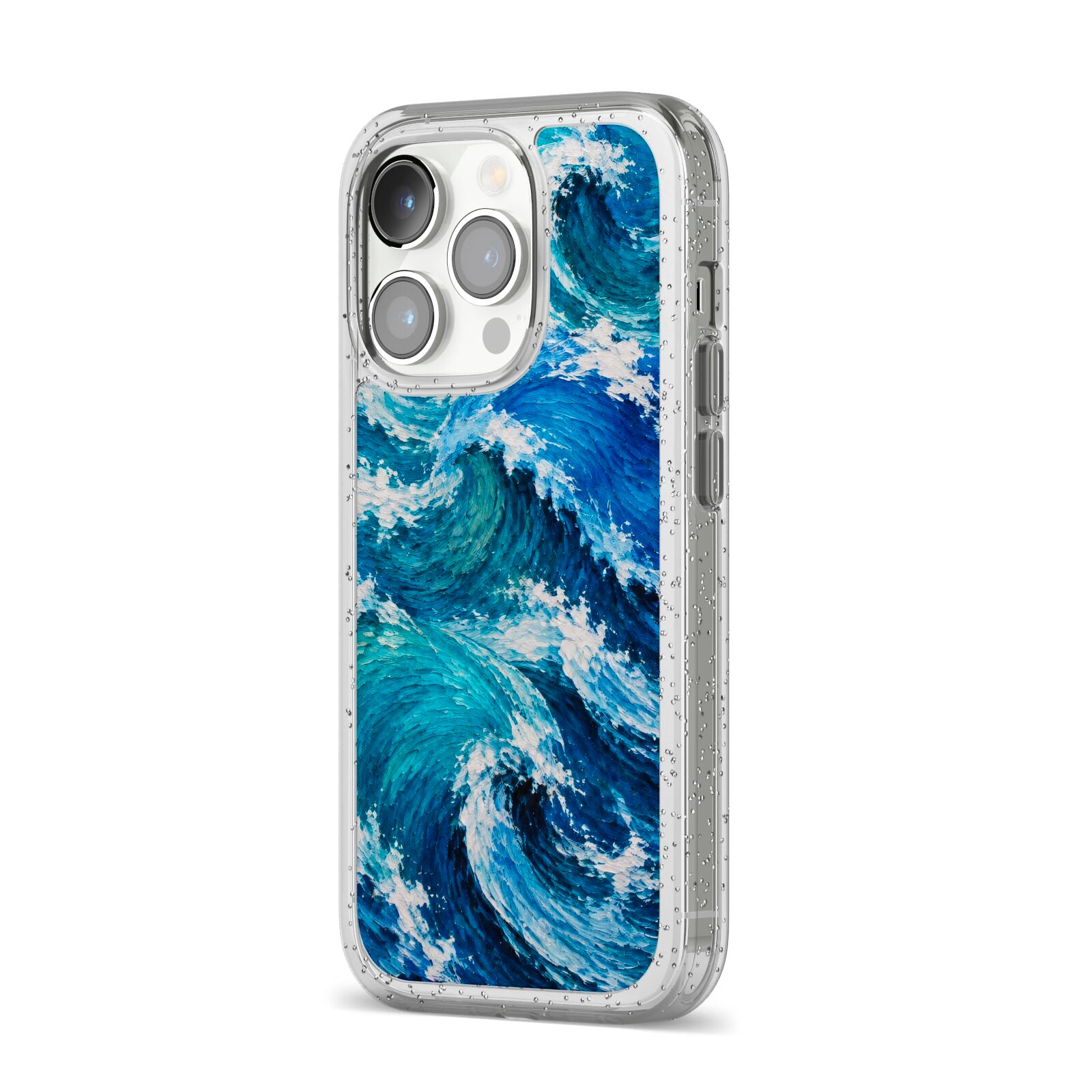Atlantic Rush iPhone 14 Pro Glitter Tough Case Silver Angled Image