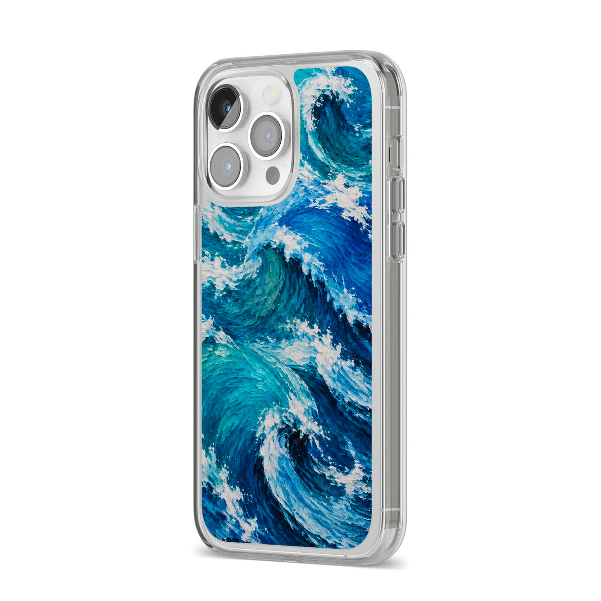 Atlantic Rush iPhone 14 Pro Max Clear Tough Case Silver Angled Image