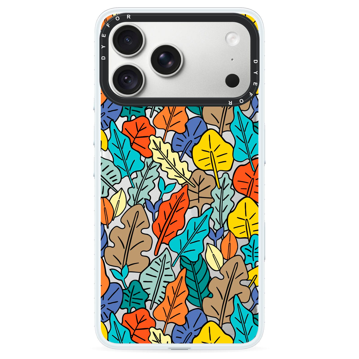 Autumn Leaves iPhone 18 Pro Max Black Impact Pre order Case on Silver phone