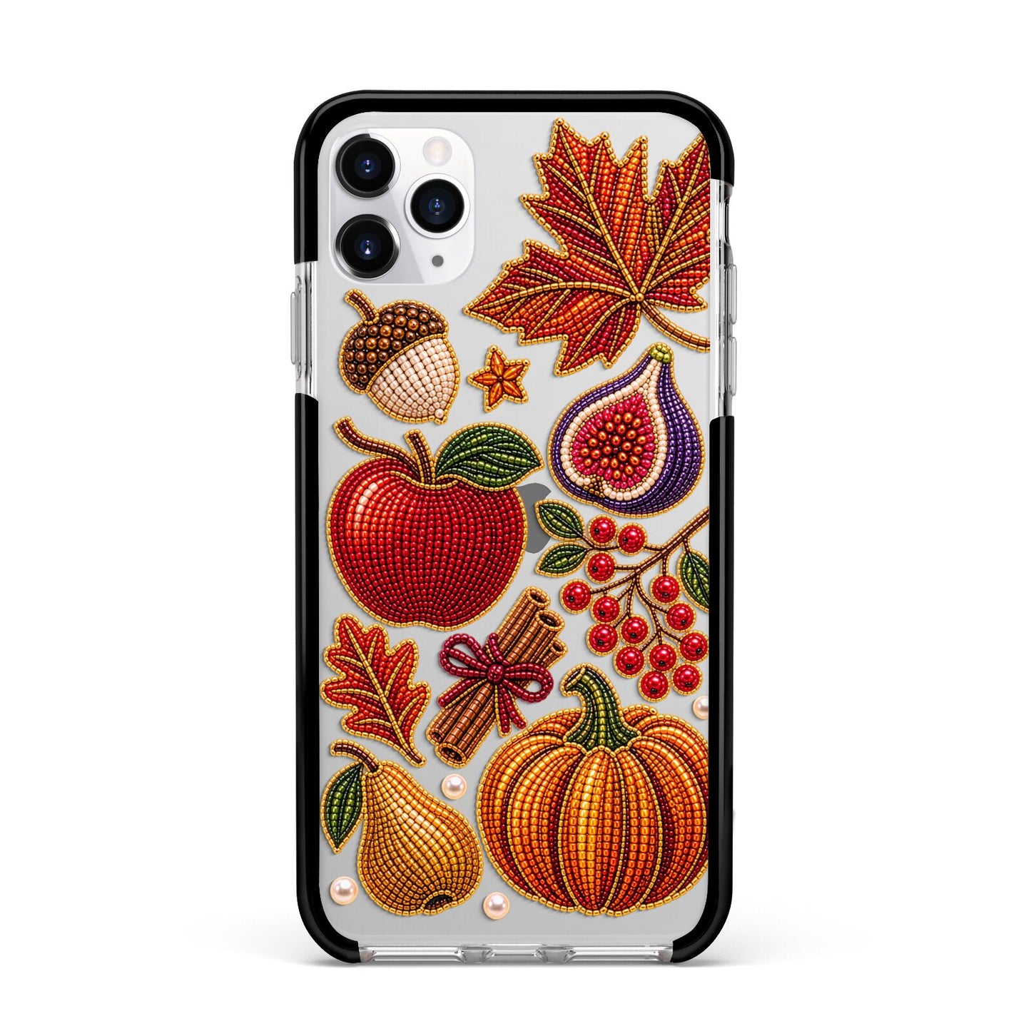 Autumn Orchard Charms Apple iPhone 11 Pro Max in Silver with Black Impact Case