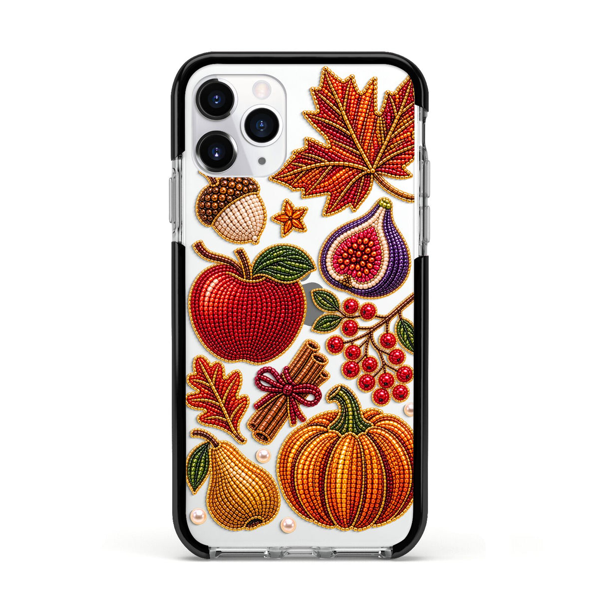 Autumn Orchard Charms Apple iPhone 11 Pro in Silver with Black Impact Case
