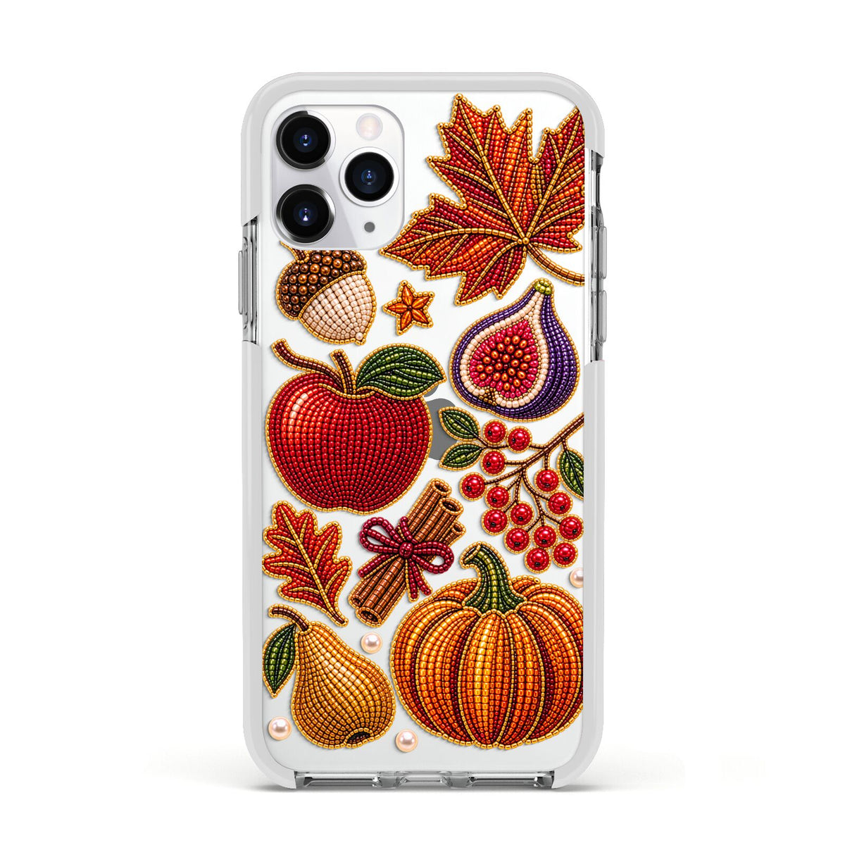 Autumn Orchard Charms Apple iPhone 11 Pro in Silver with White Impact Case