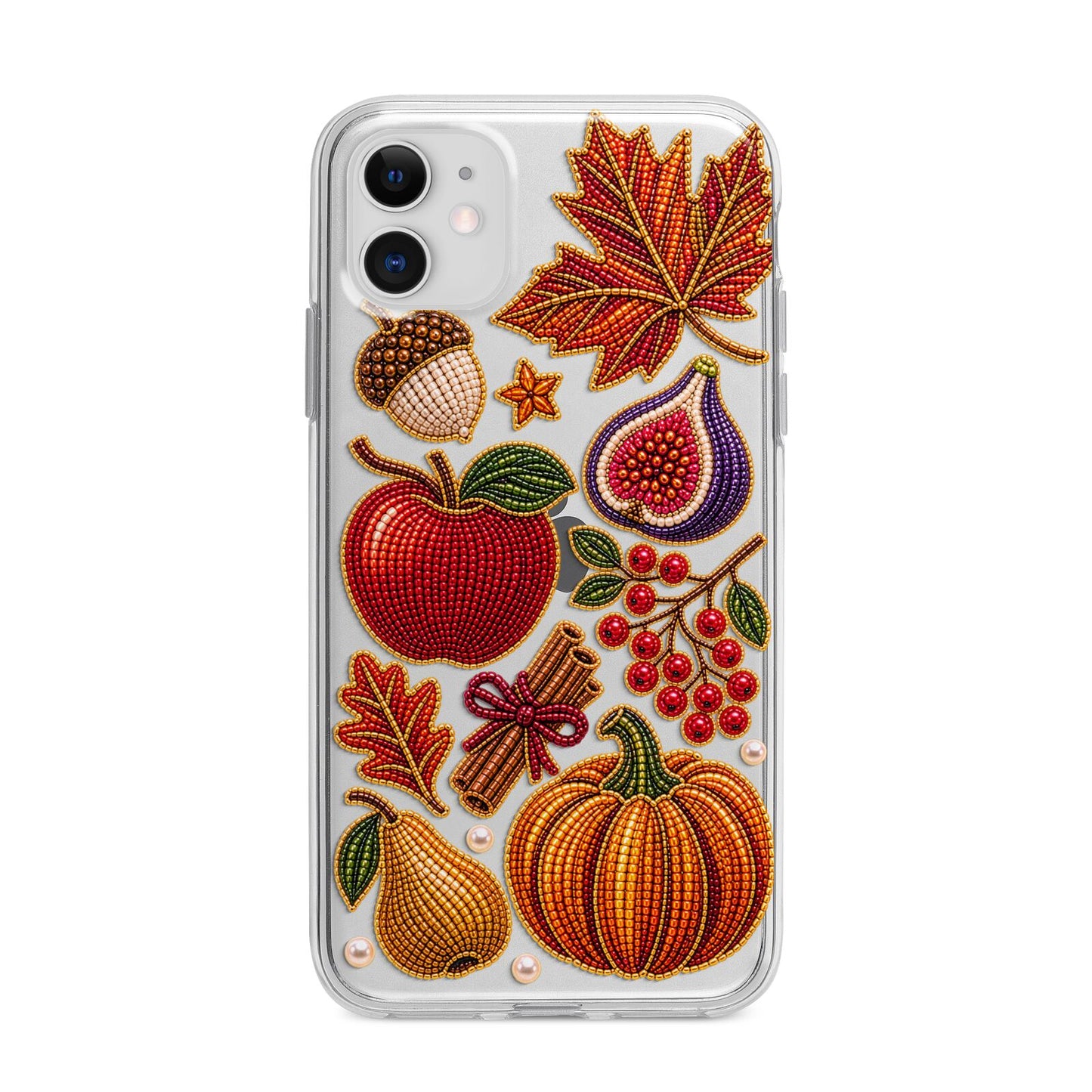 Autumn Orchard Charms Apple iPhone 11 in White with Bumper Case