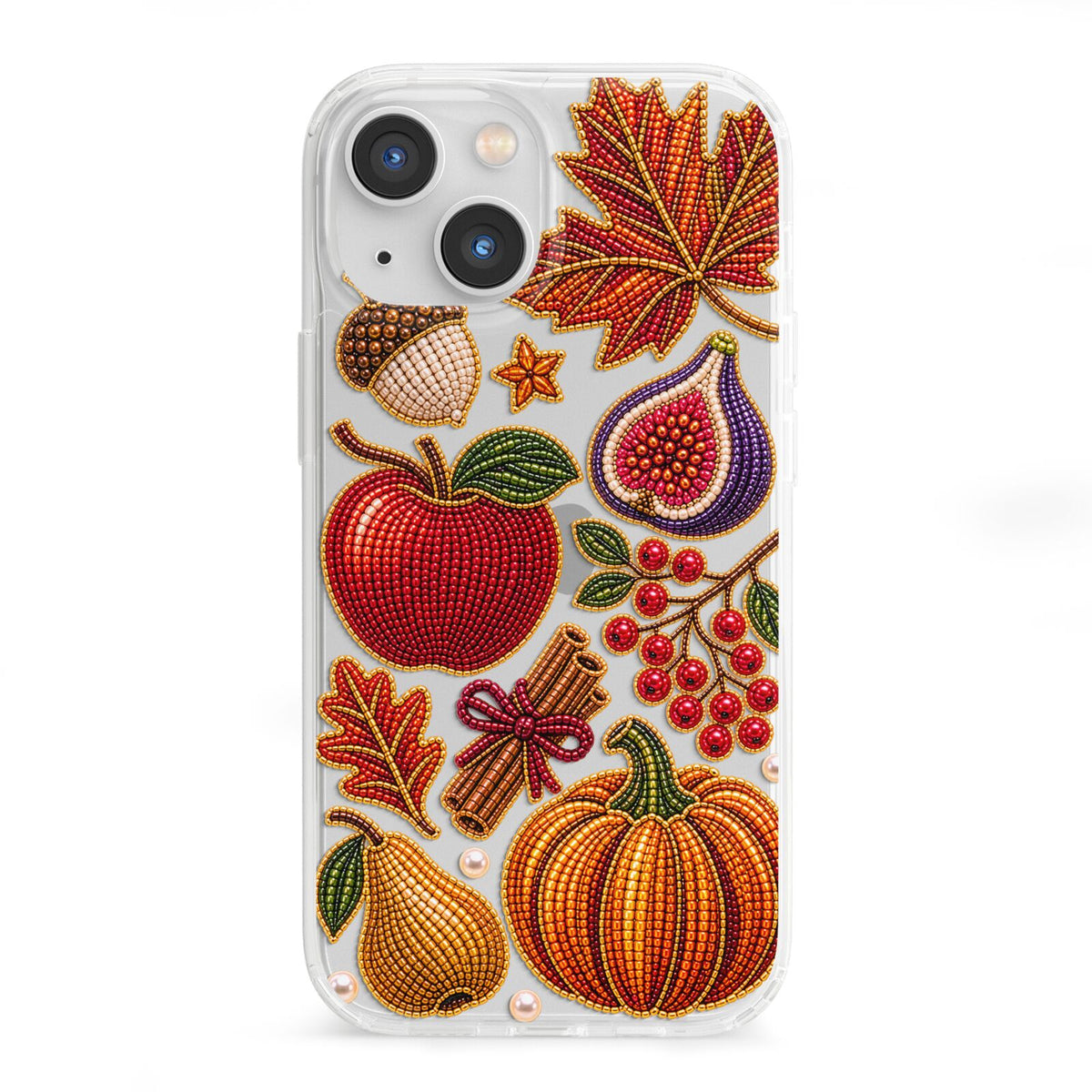 Autumn Orchard Charms iPhone 13 Mini Clear Bumper Case