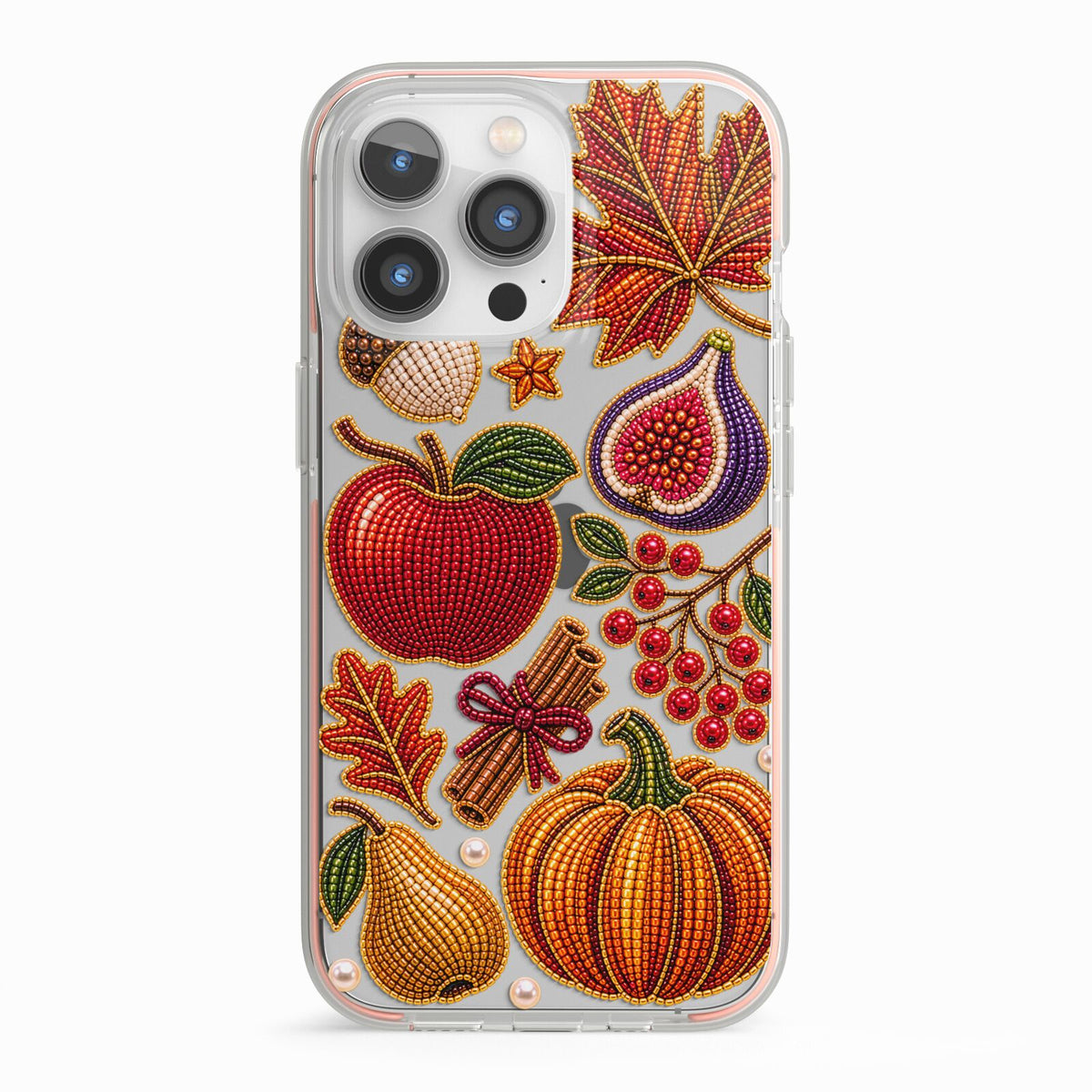 Autumn Orchard Charms iPhone 13 Pro TPU Impact Case with Pink Edges