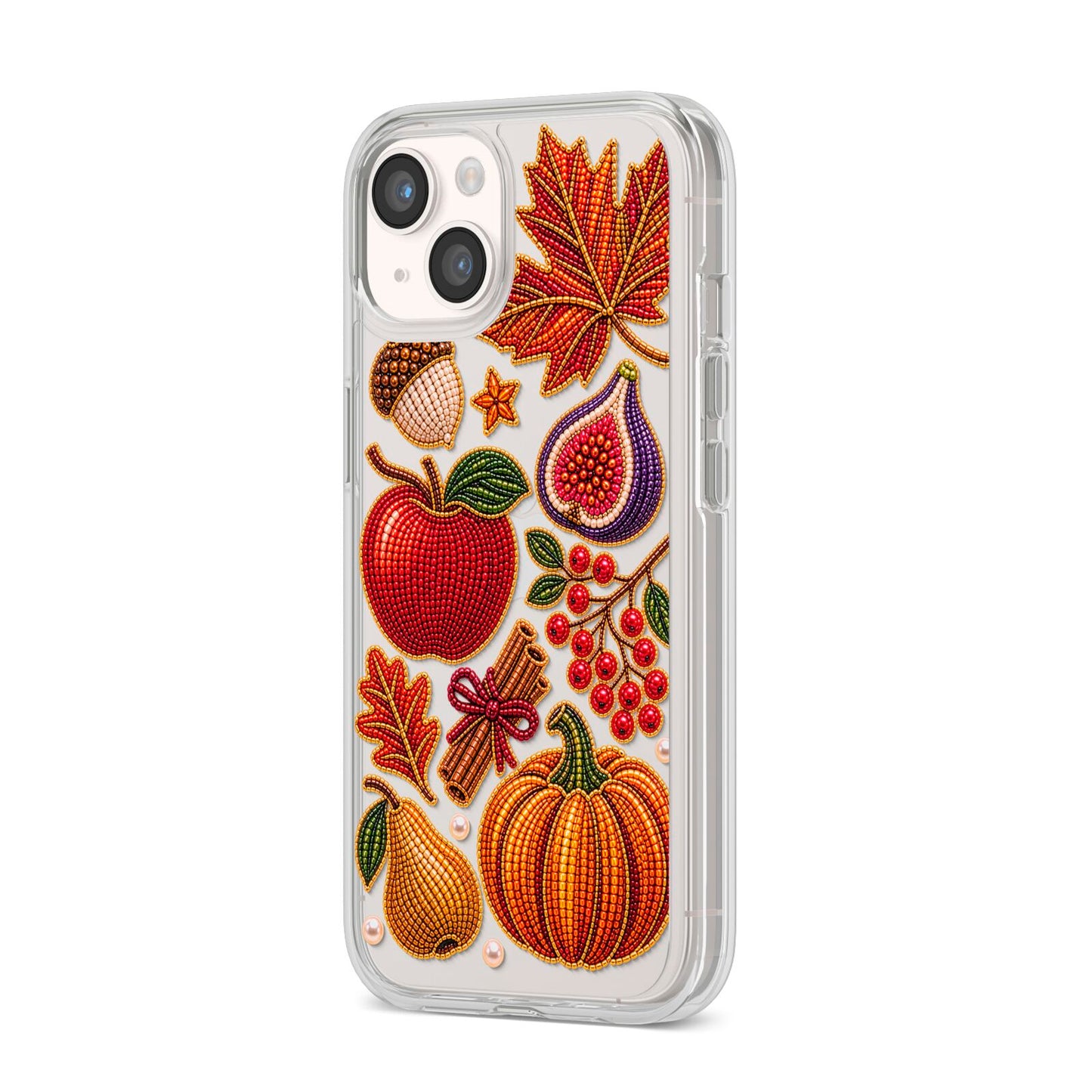 Autumn Orchard Charms iPhone 14 Clear Tough Case Starlight Angled Image