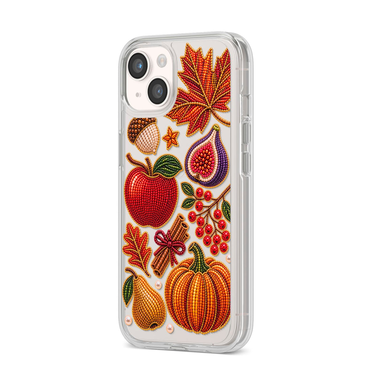 Autumn Orchard Charms iPhone 14 Clear Tough Case Starlight Angled Image
