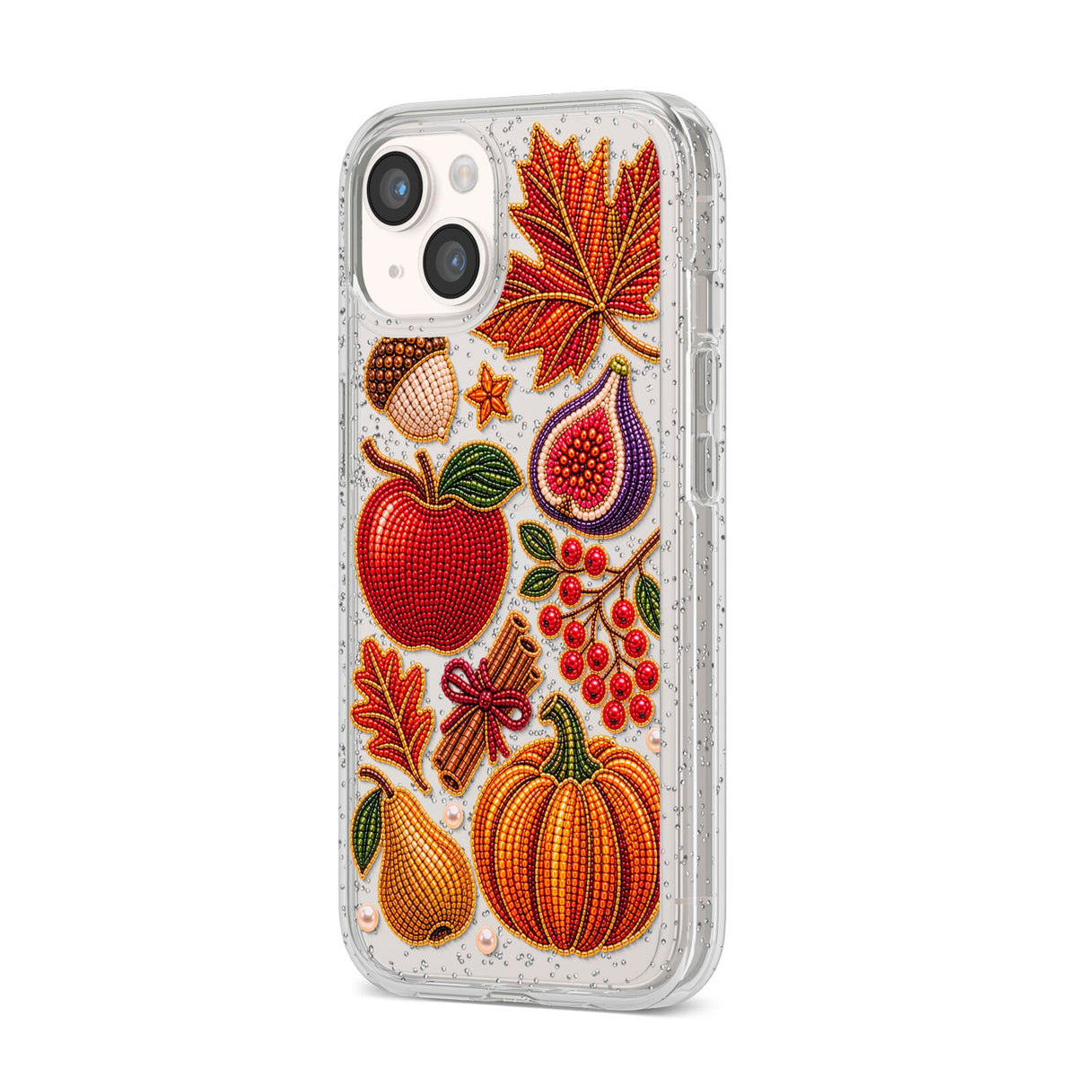 Autumn Orchard Charms iPhone 14 Glitter Tough Case Starlight Angled Image