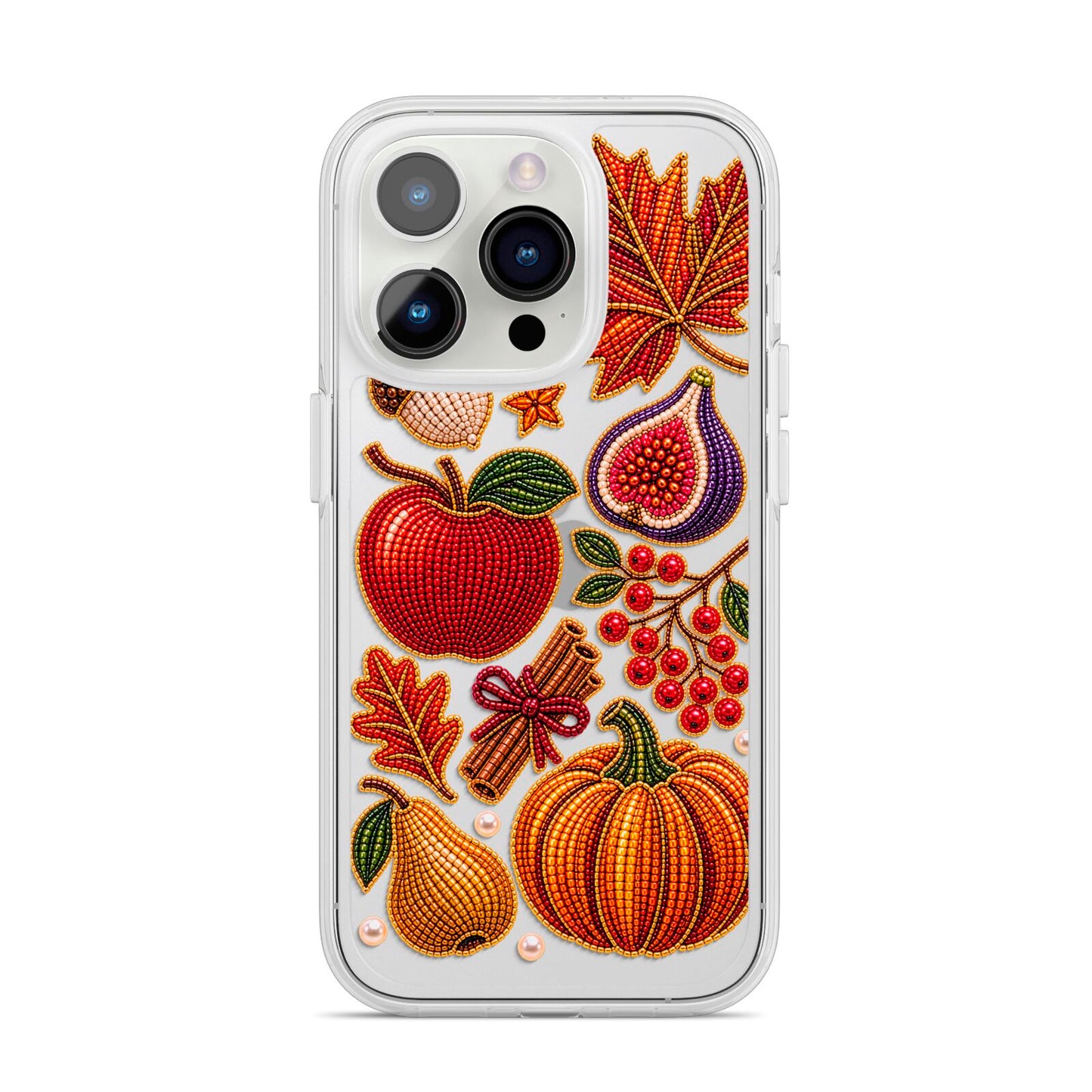 Autumn Orchard Charms iPhone 14 Pro Clear Tough Case Silver
