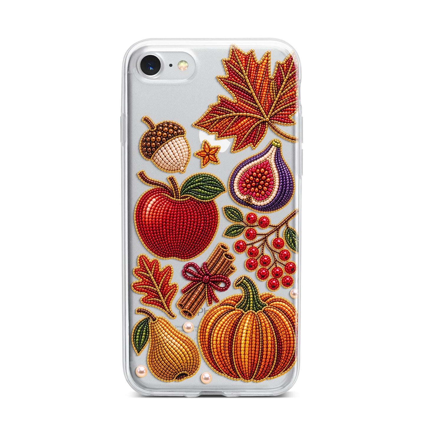 Autumn Orchard Charms iPhone 7 Bumper Case on Silver iPhone