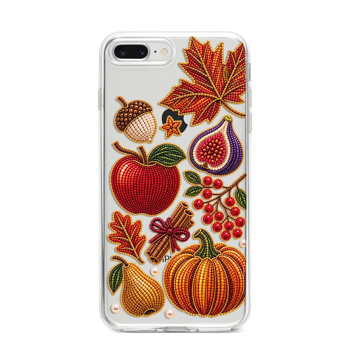 Autumn Orchard Charms iPhone 8 Plus Bumper Case on Silver iPhone