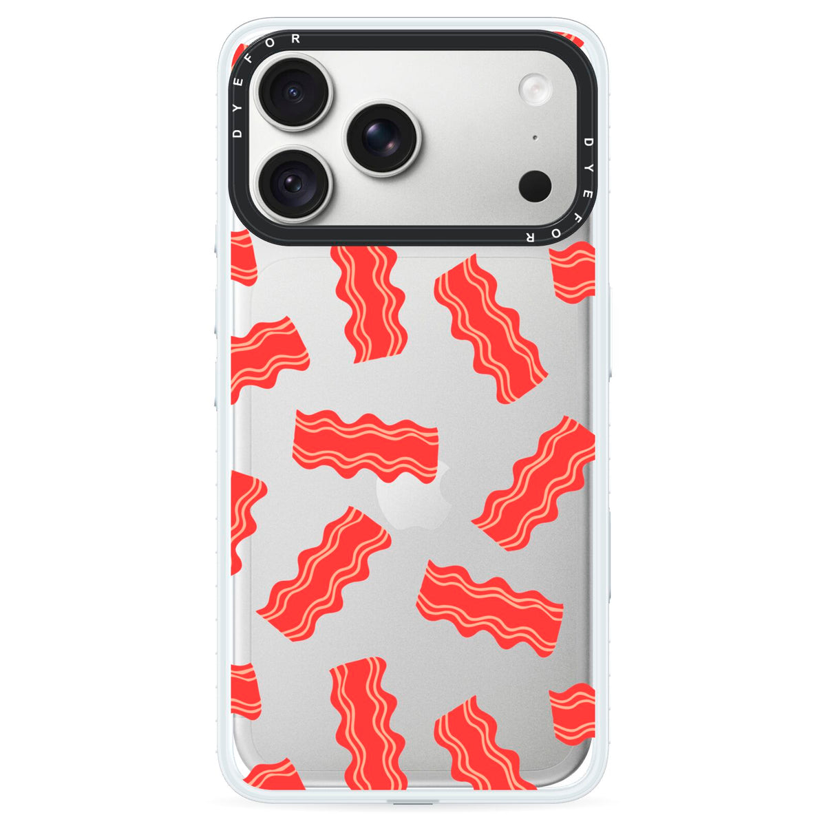 Bacon iPhone 18 Pro Black Impact Pre order Case on Silver phone