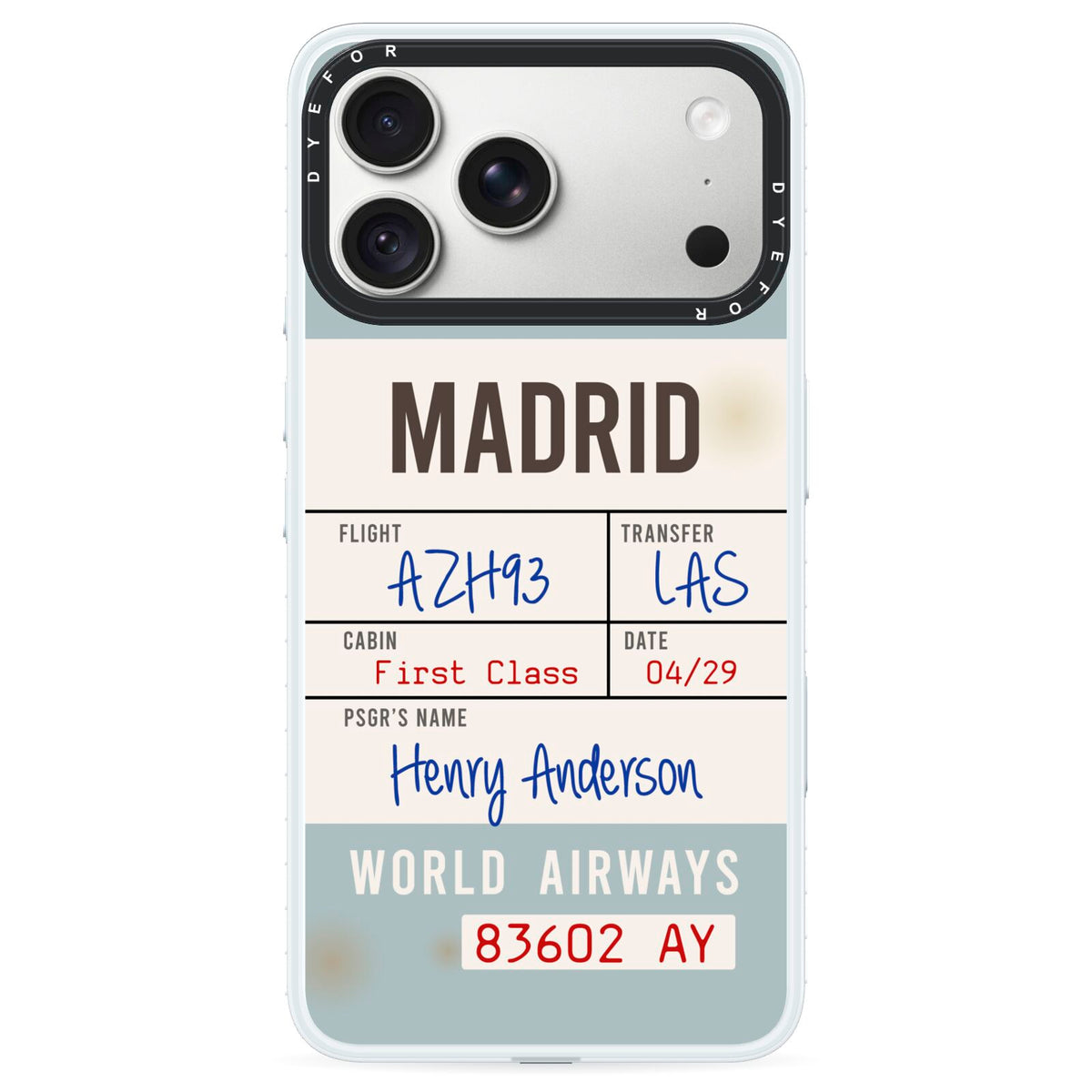 Baggage Tag iPhone 18 Pro Black Impact Pre order Case on Silver phone