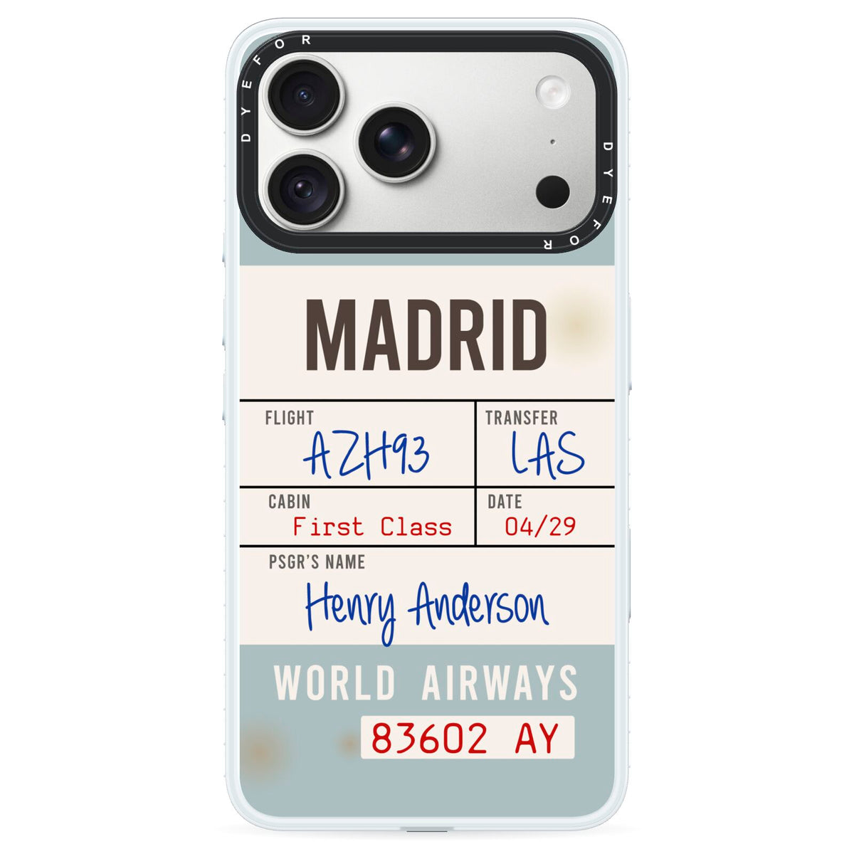 Baggage Tag iPhone 18 Pro Max Black Impact Pre order Case on Silver phone