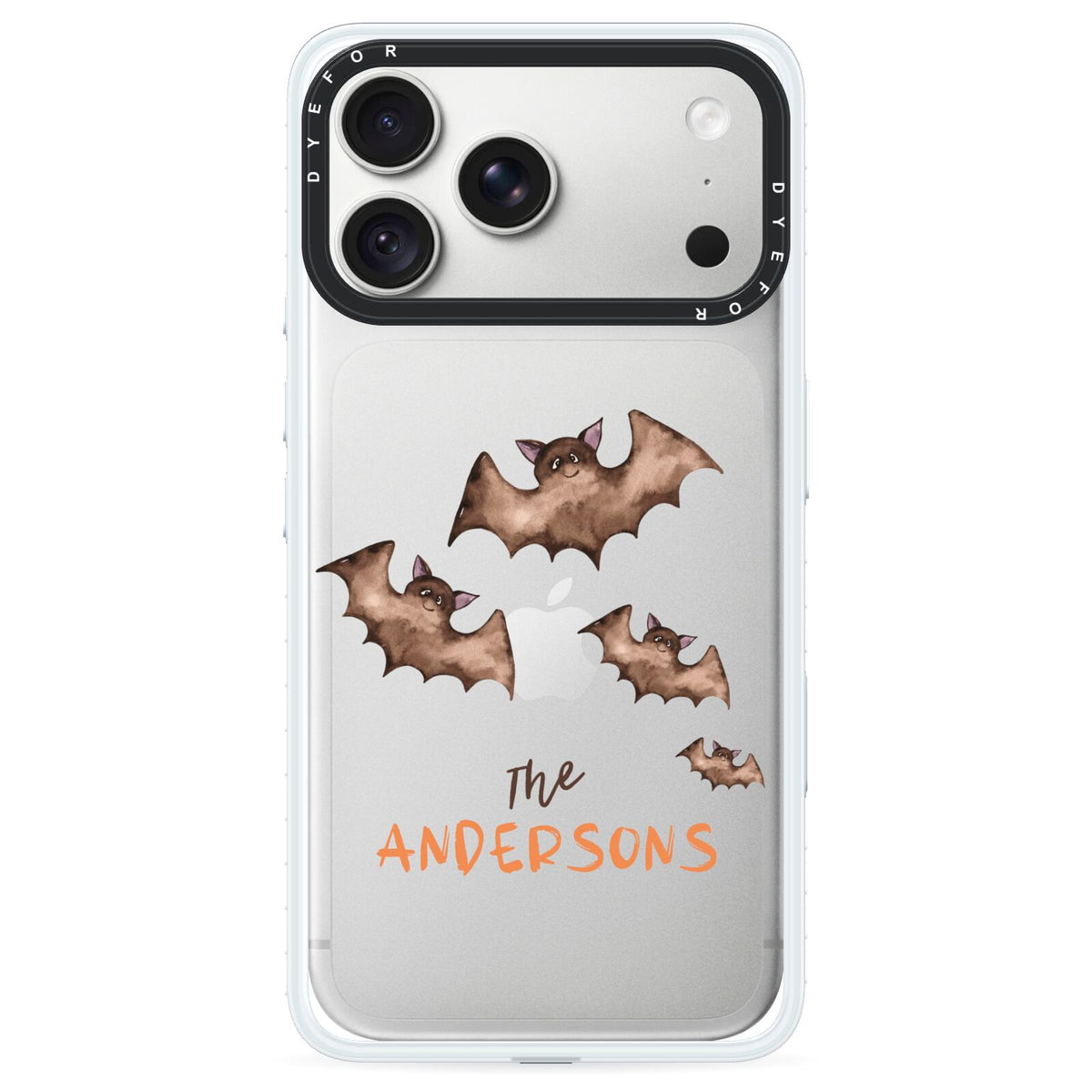 Bat Family Personalised iPhone 18 Pro Black Impact Pre order Case on Silver phone
