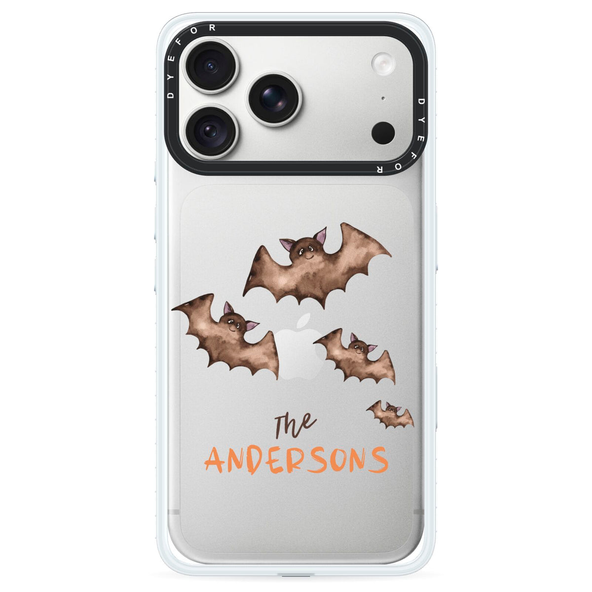 Bat Family Personalised iPhone 18 Pro Max Black Impact Pre order Case on Silver phone