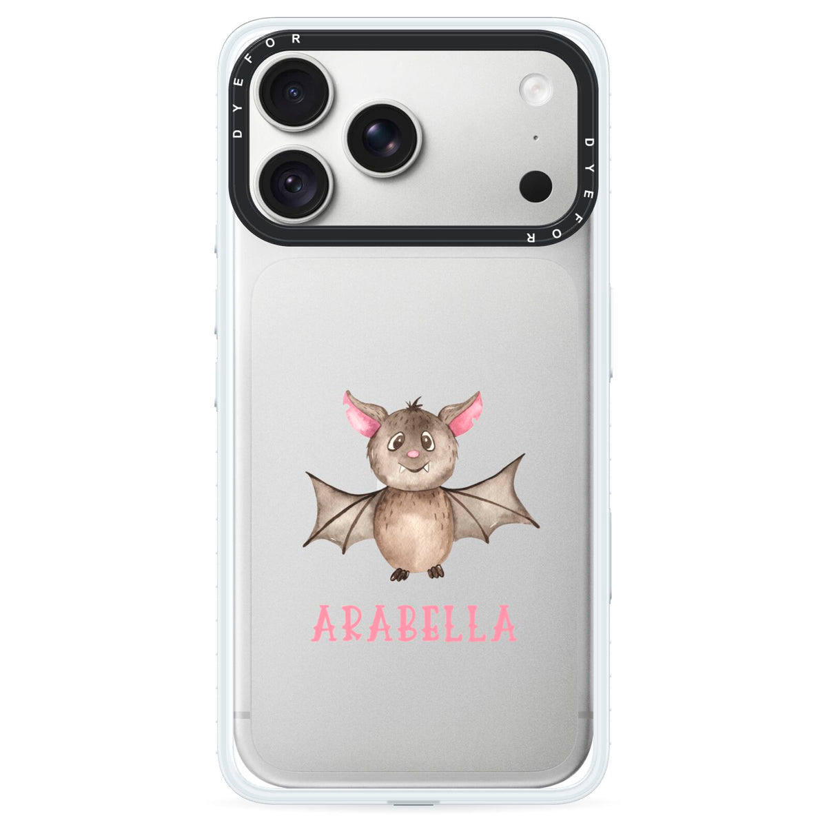 Bat Personalised iPhone 18 Pro Black Impact Pre order Case on Silver phone