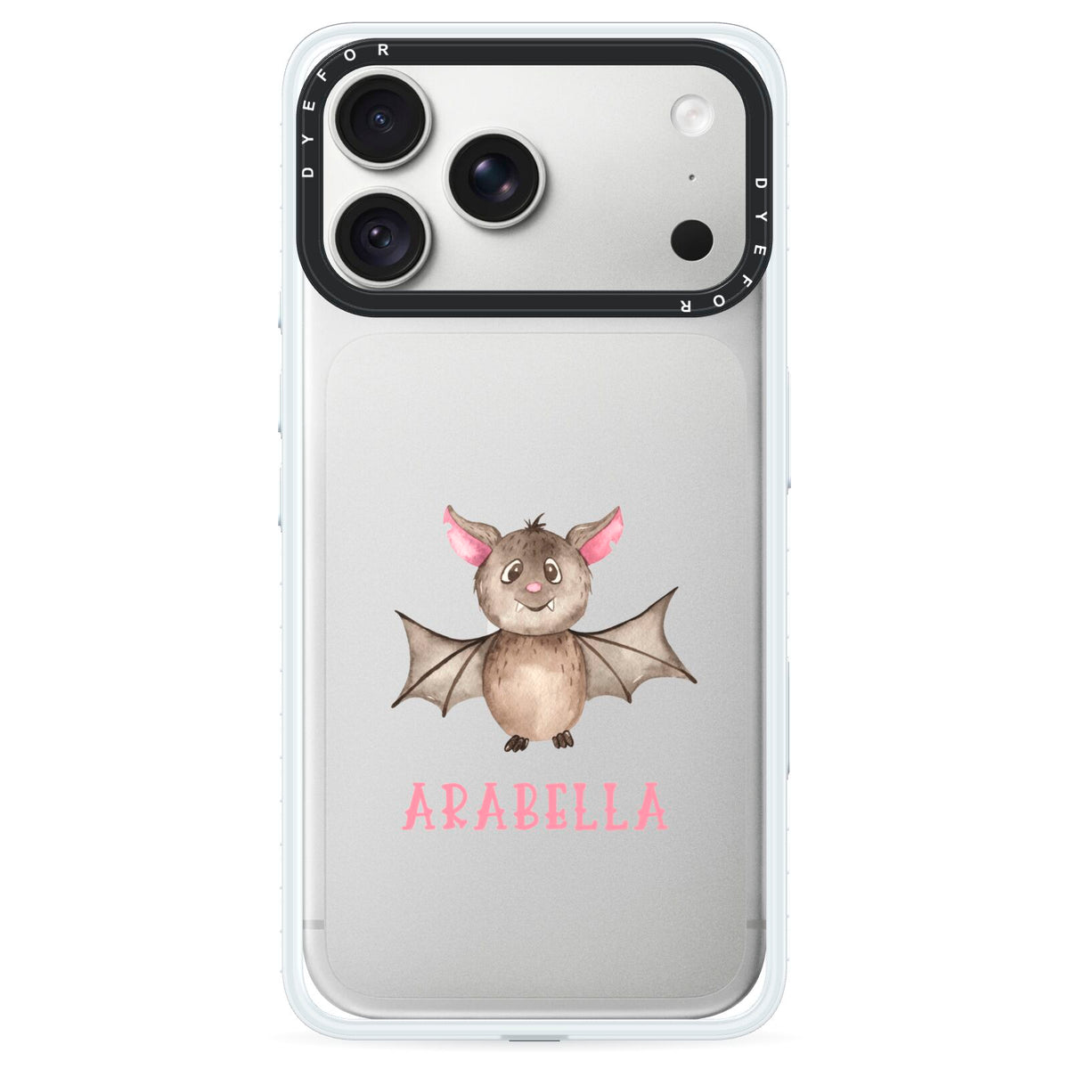Bat Personalised iPhone 18 Pro Max Black Impact Pre order Case on Silver phone