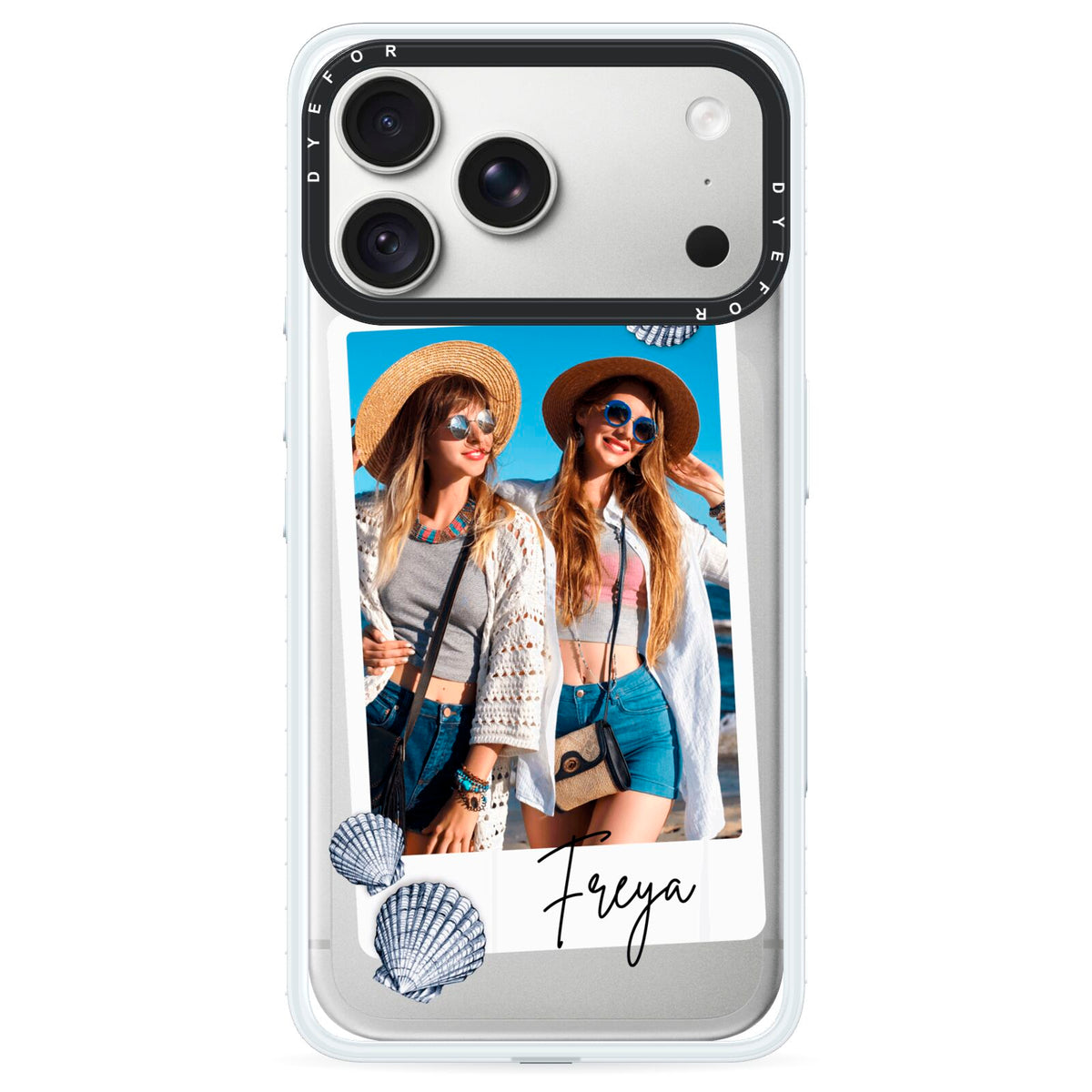 Beach Photo iPhone 18 Pro Black Impact Pre order Case on Silver phone