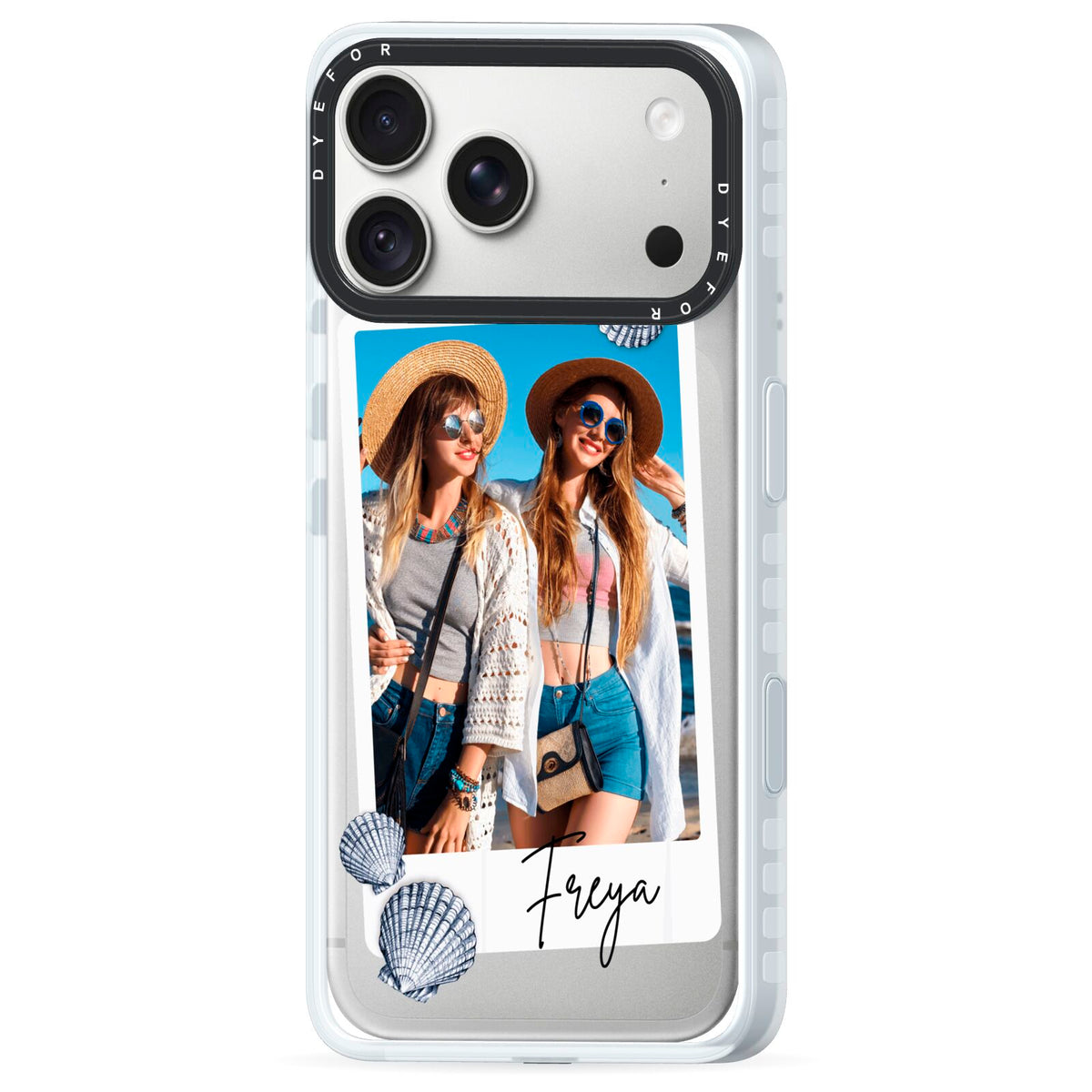 Beach Photo iPhone 18 Pro Max Black Impact Pre order Case Side Angle on Silver phone