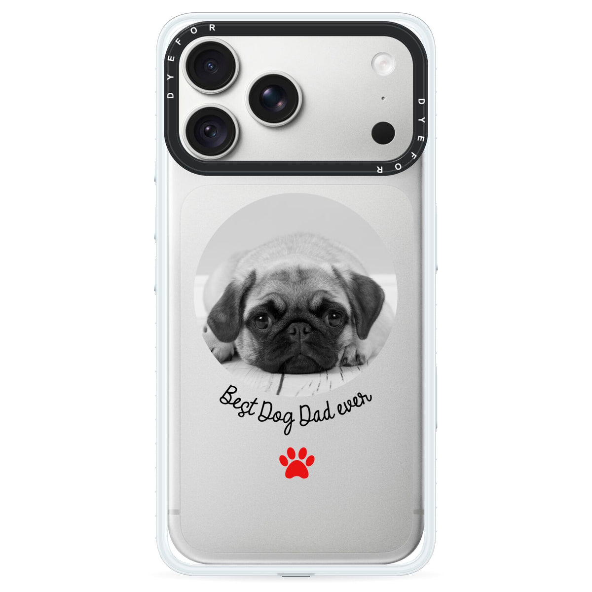Best Dog Dad Ever Photo Upload iPhone 18 Pro Max Black Impact Pre order Case on Silver phone