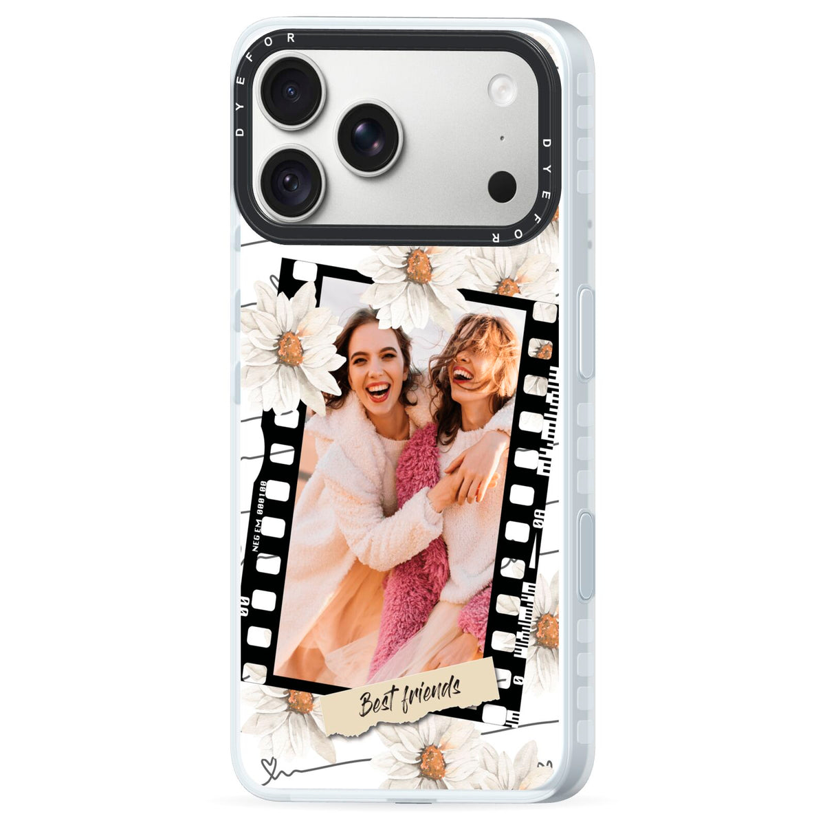 Best Friend Photo iPhone 18 Pro Black Impact Pre order Case Side Angle on Silver phone
