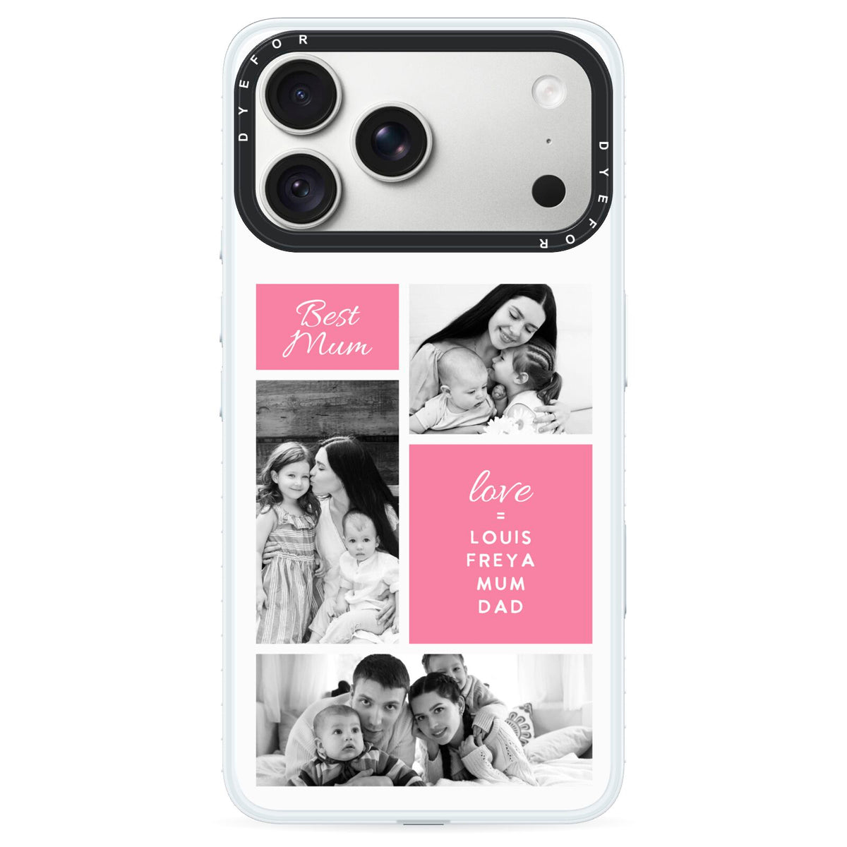 Best Mum Photo Collage Personalised iPhone 18 Pro Black Impact Pre order Case on Silver phone