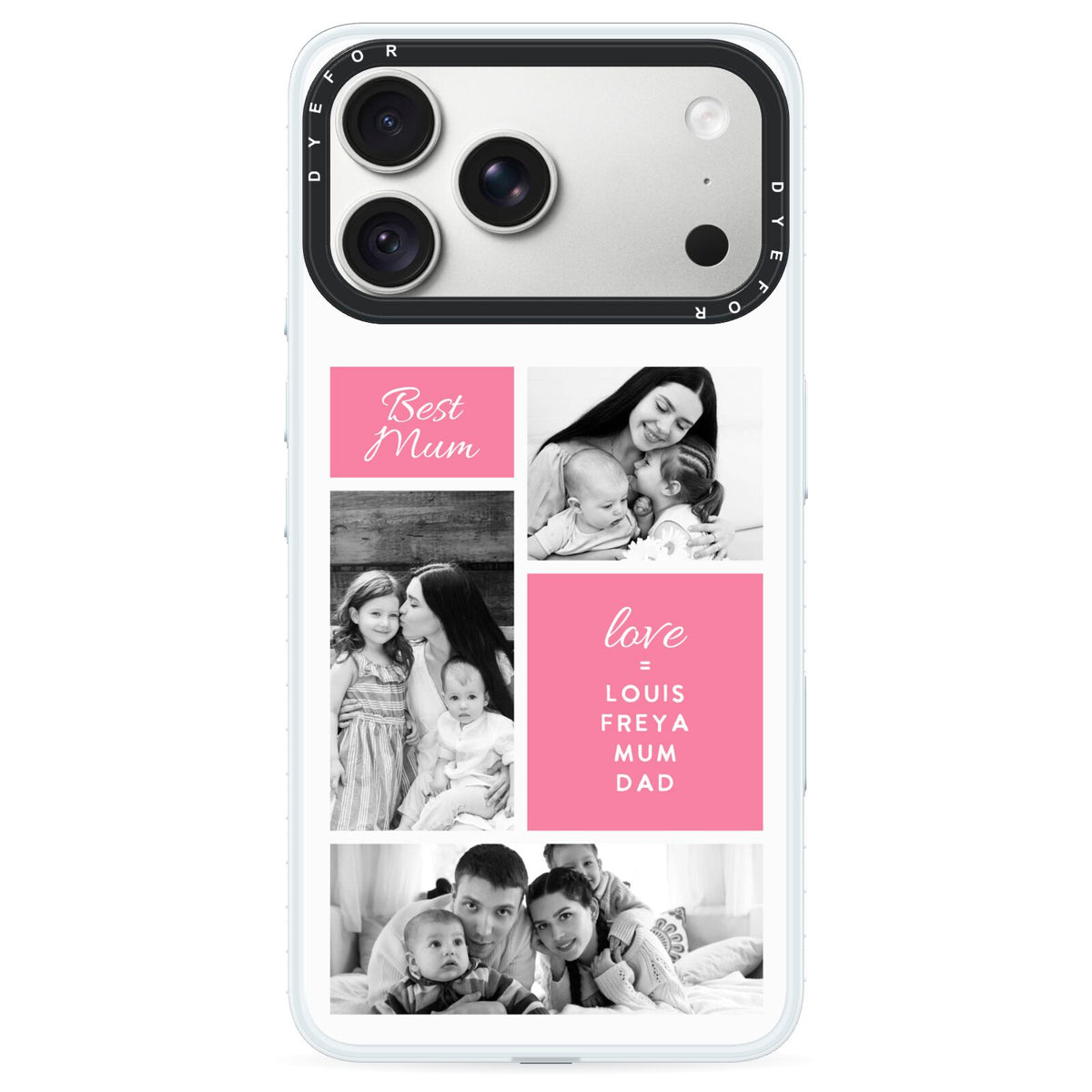Best Mum Photo Collage Personalised iPhone 18 Pro Max Black Impact Pre order Case on Silver phone
