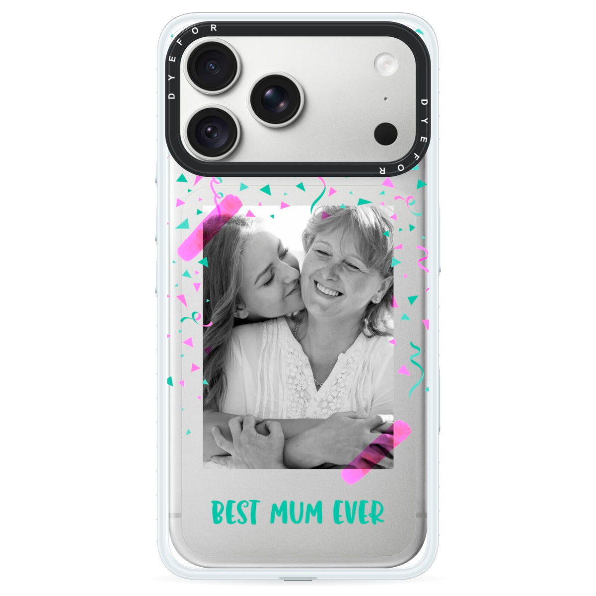 Best Mum Photo Upload Mothers Day iPhone 18 Pro Max Black Impact Pre order Case on Silver phone