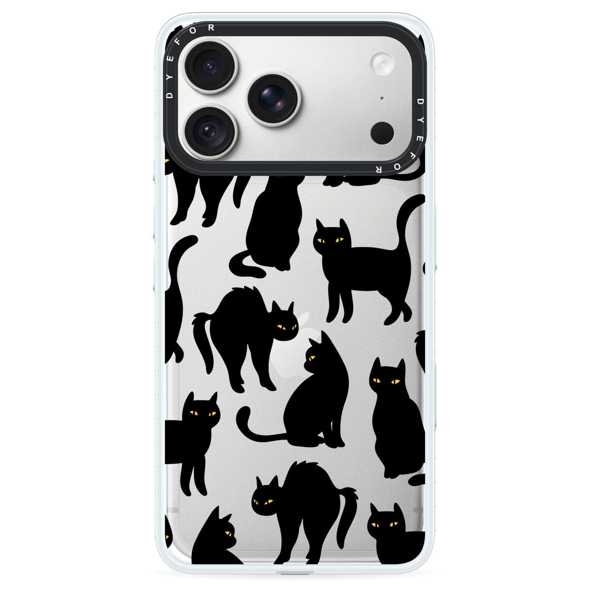 Black Cat iPhone 18 Pro Black Impact Pre order Case on Silver phone