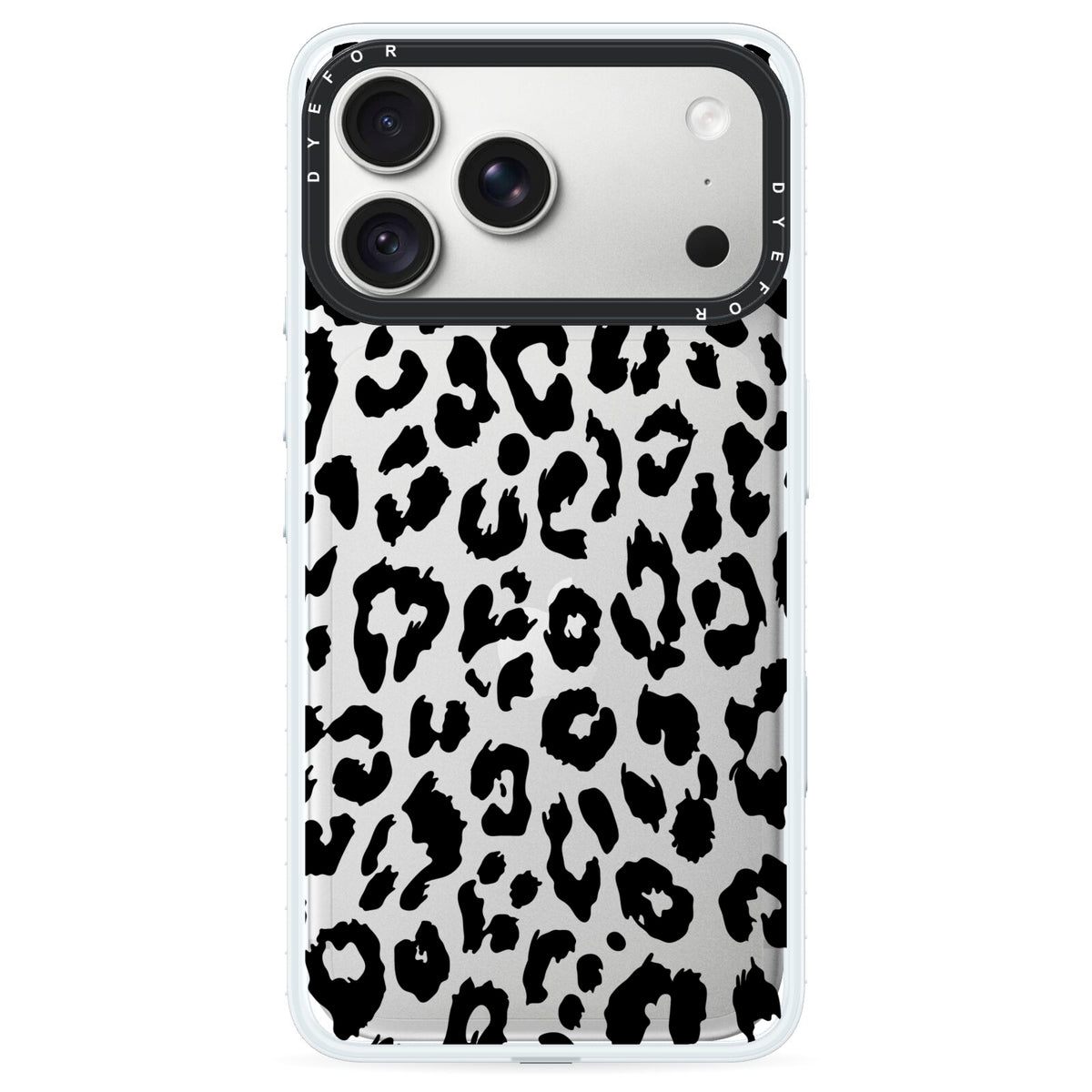 Black Leopard Print iPhone 18 Pro Black Impact Pre order Case on Silver phone