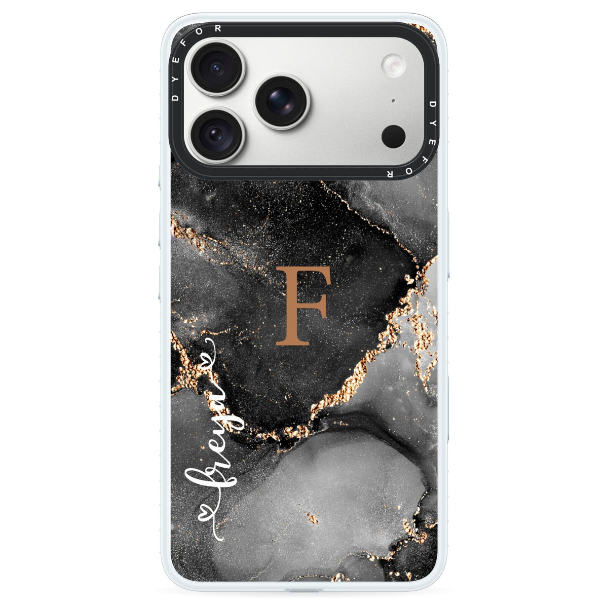 Black Marble iPhone 18 Pro Max Black Impact Pre order Case on Silver phone