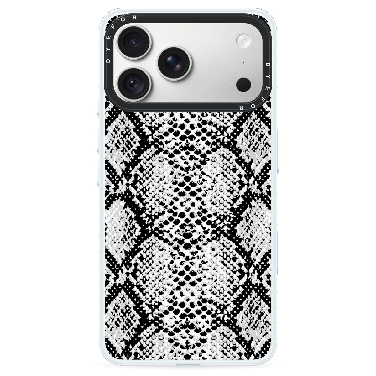 Black Snakeskin iPhone 18 Pro Black Impact Pre order Case on Silver phone