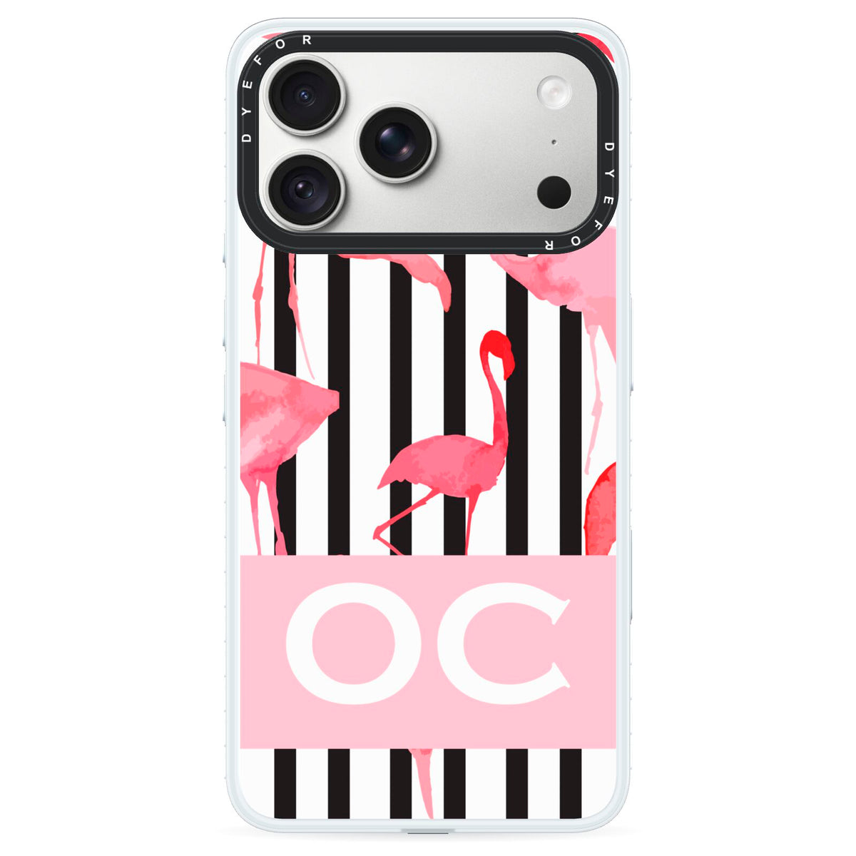 Black Striped Flamingo iPhone 18 Pro Max Black Impact Pre order Case on Silver phone