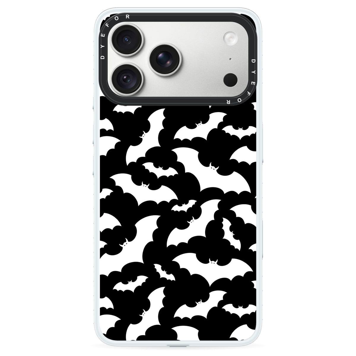 Black and White Bats iPhone 18 Pro Max Black Impact Pre order Case on Silver phone