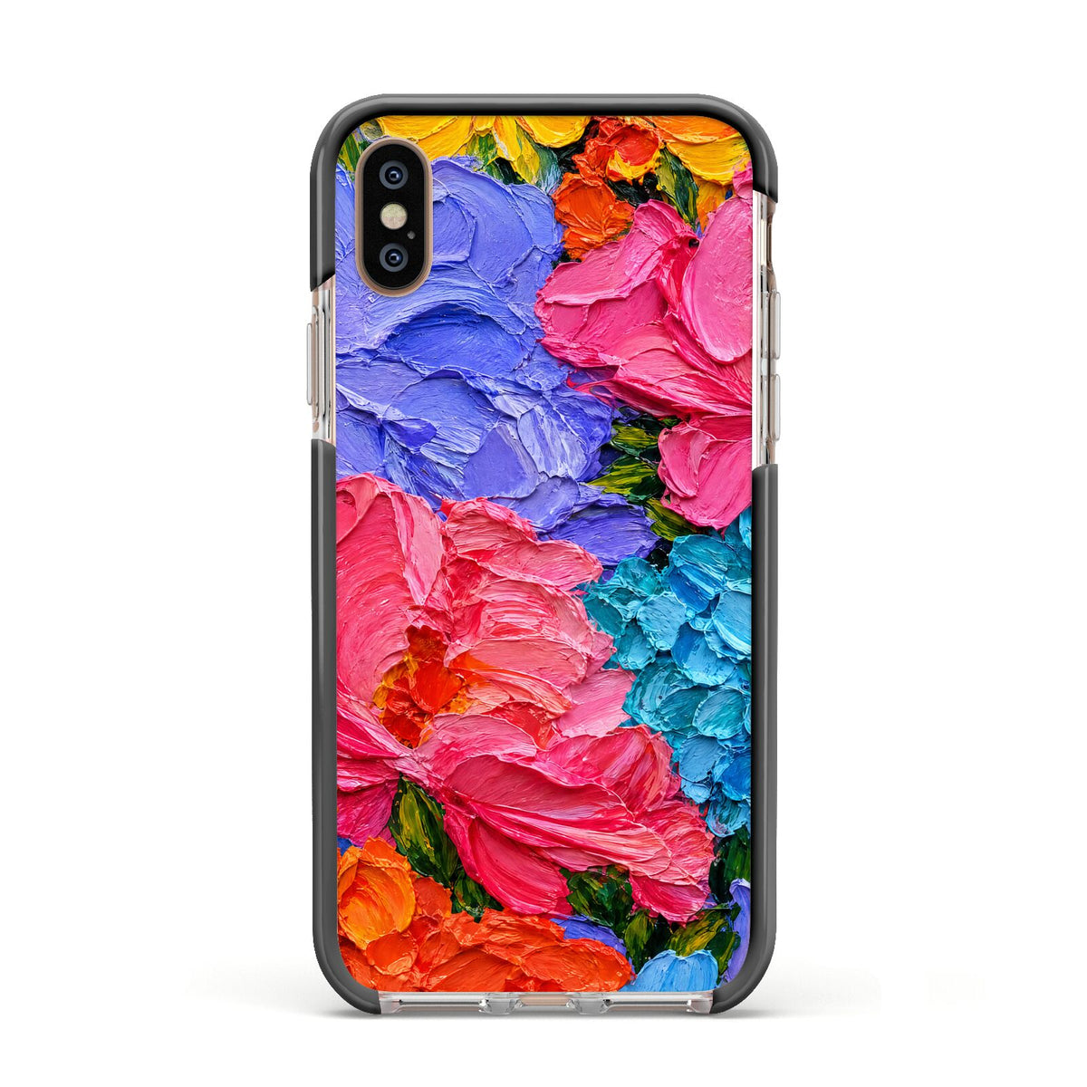 Bloom Riot Apple iPhone Xs Impact Case Black Edge on Gold Phone