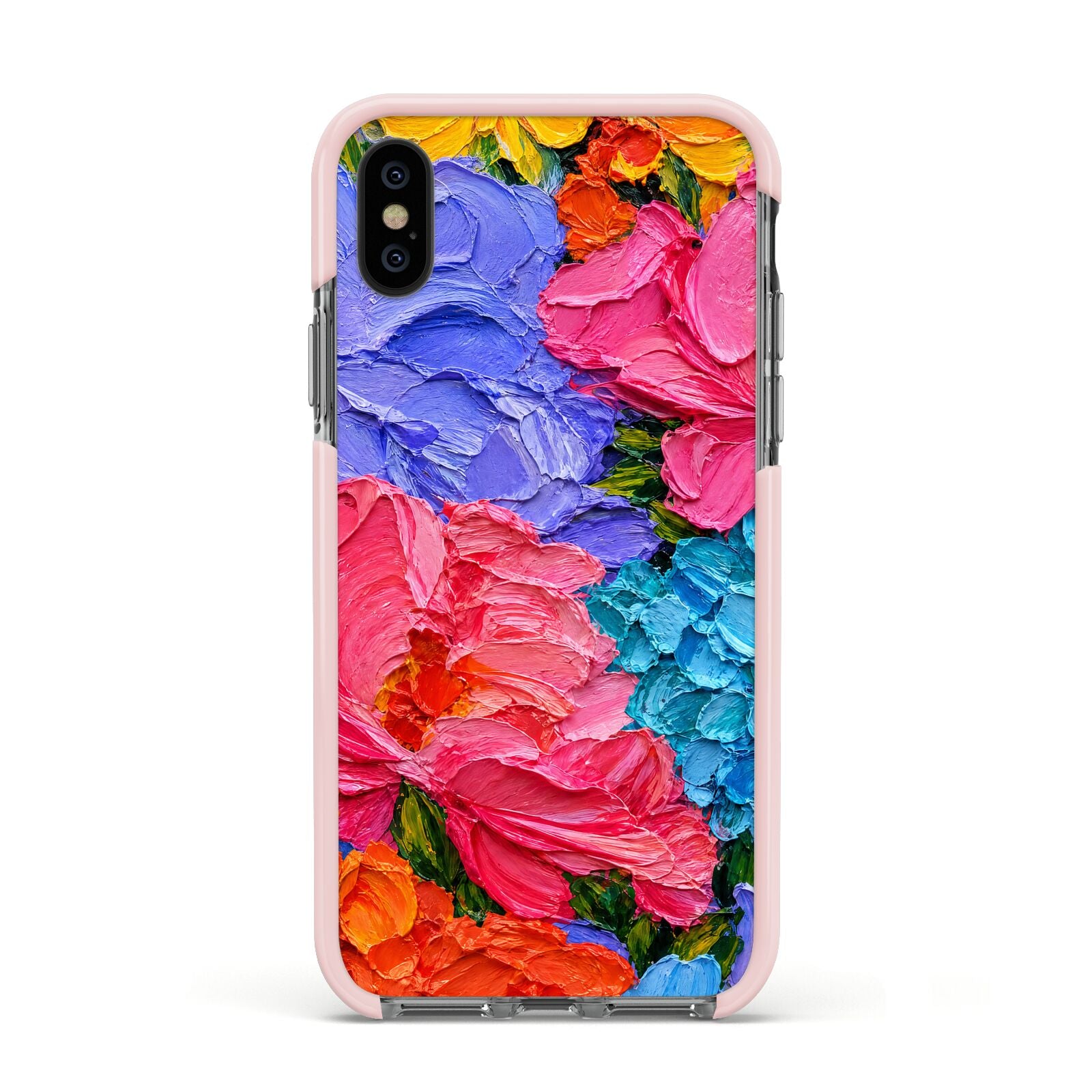 Bloom Riot Apple iPhone Xs Impact Case Pink Edge on Black Phone
