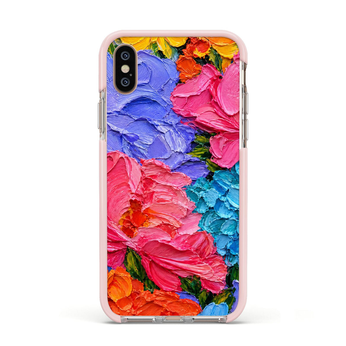 Bloom Riot Apple iPhone Xs Impact Case Pink Edge on Gold Phone